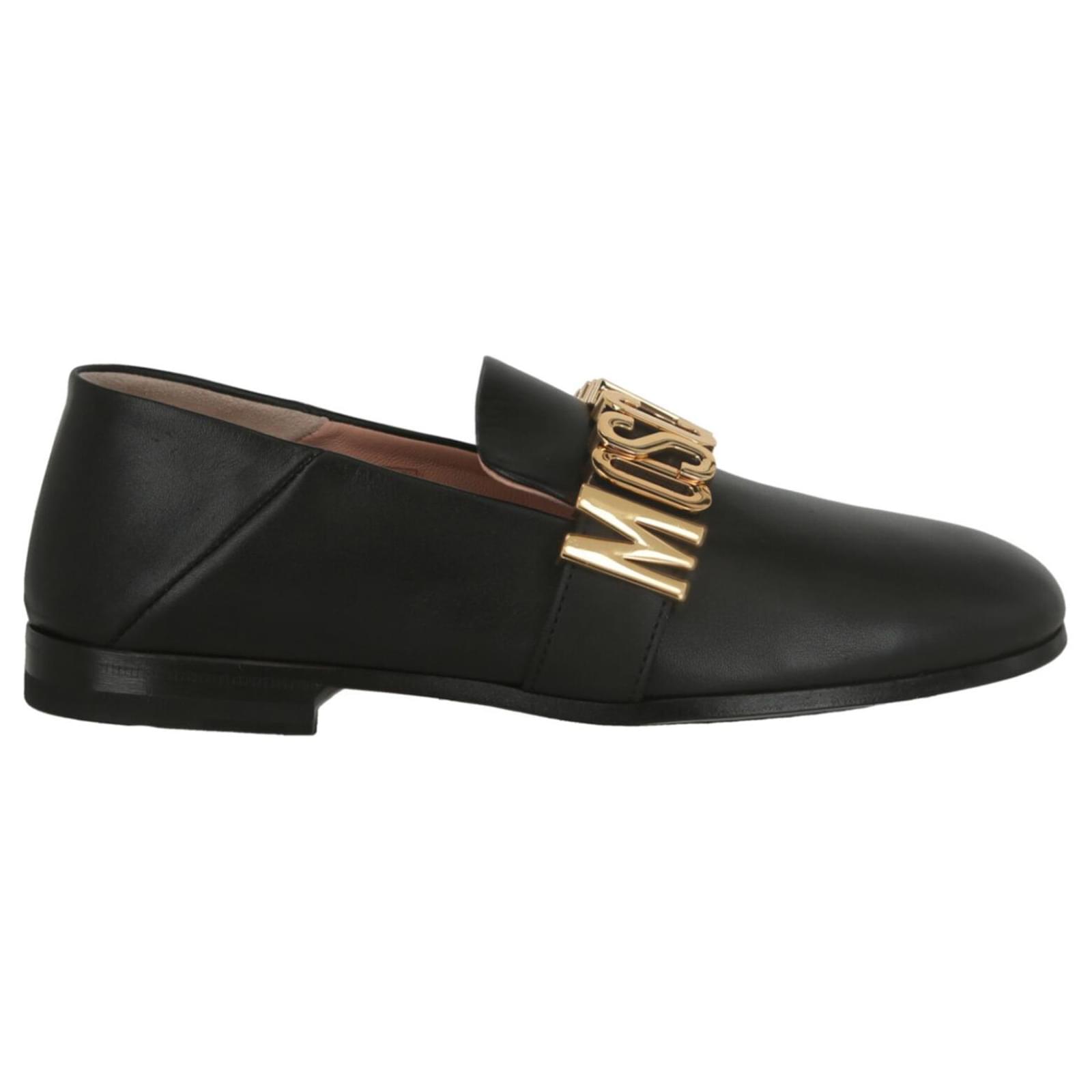 Moschino Black Leather Flats