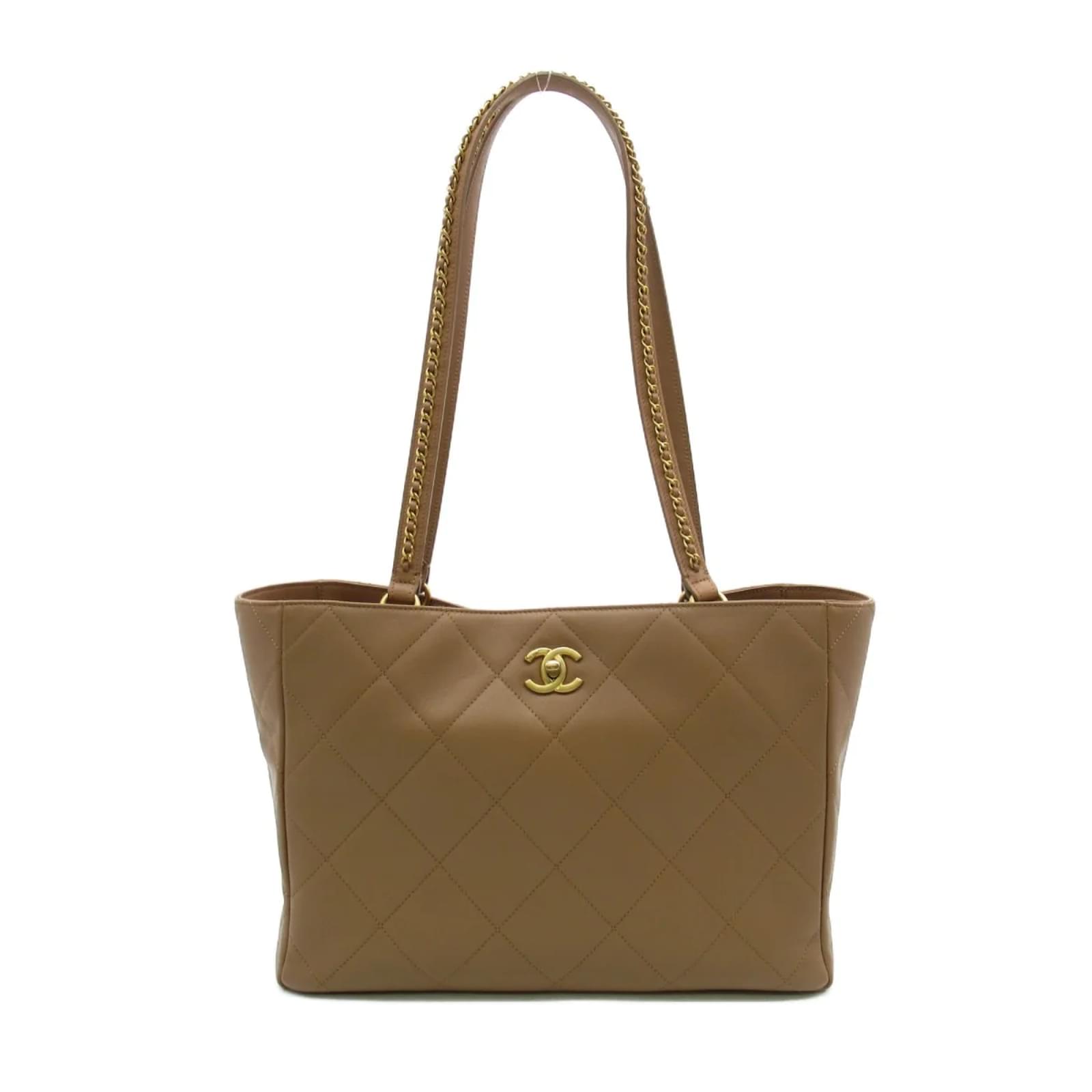 Chanel CC Quilted Leather Tote Bag Beige Pony-style calfskin ref.924992 -  Joli Closet