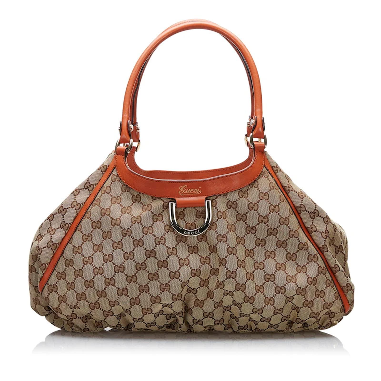 Pre Loved Gucci GG Canvas Abbey D-Ring Shoulder Bag Beige Women