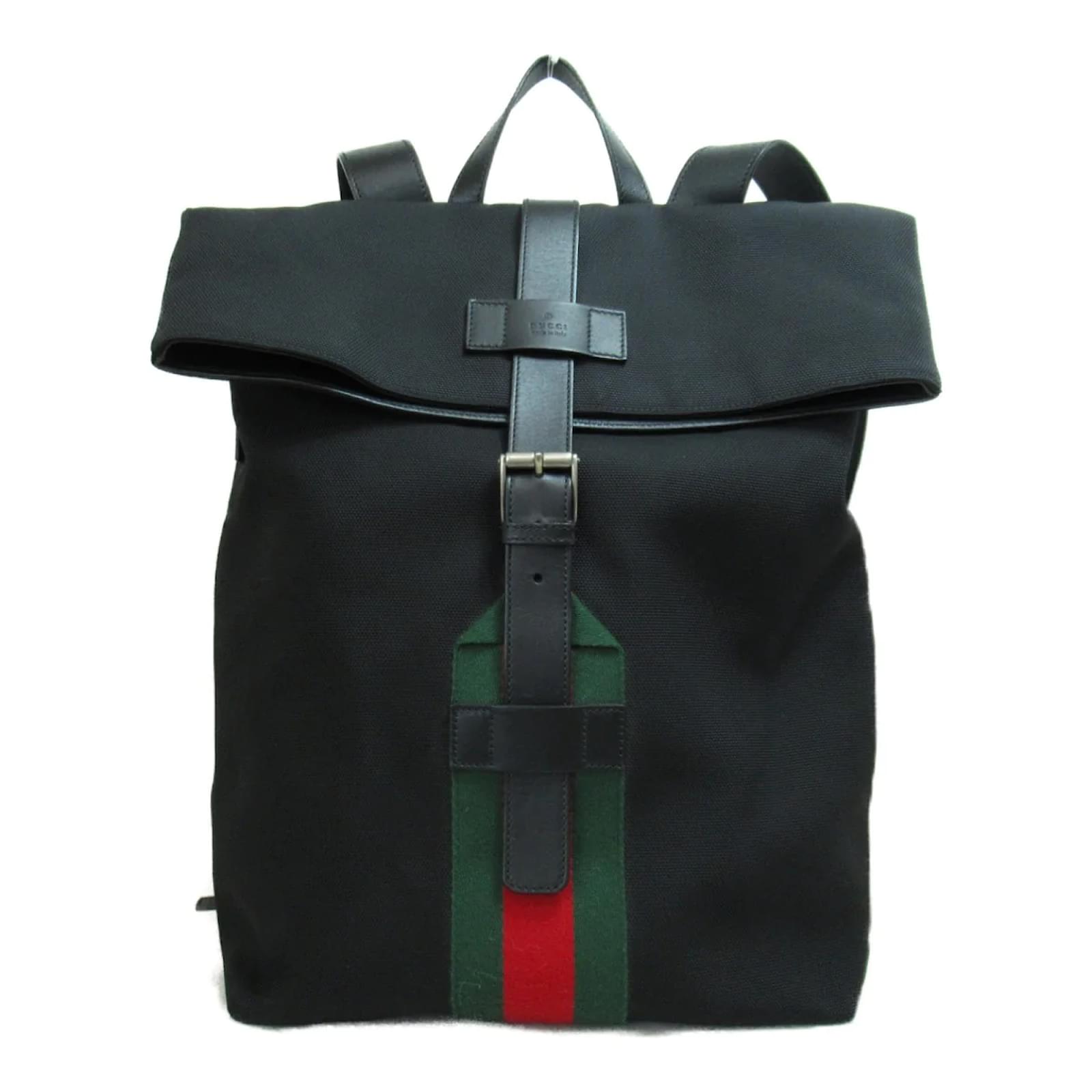 Gucci Techno Canvas Web Fold Over Backpack 337075 Black Cloth ref