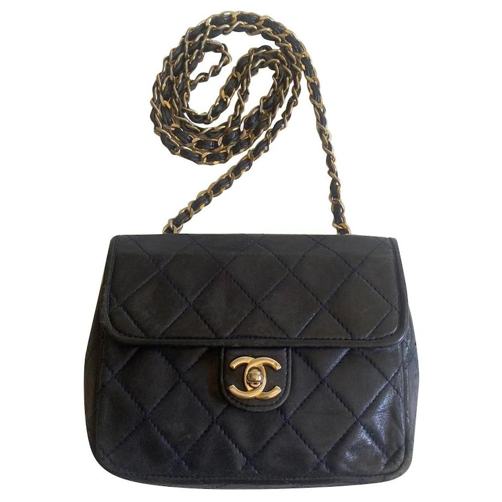 Chanel - Mini Square Classic Flap Bag - Grey Lambskin - Immaculate