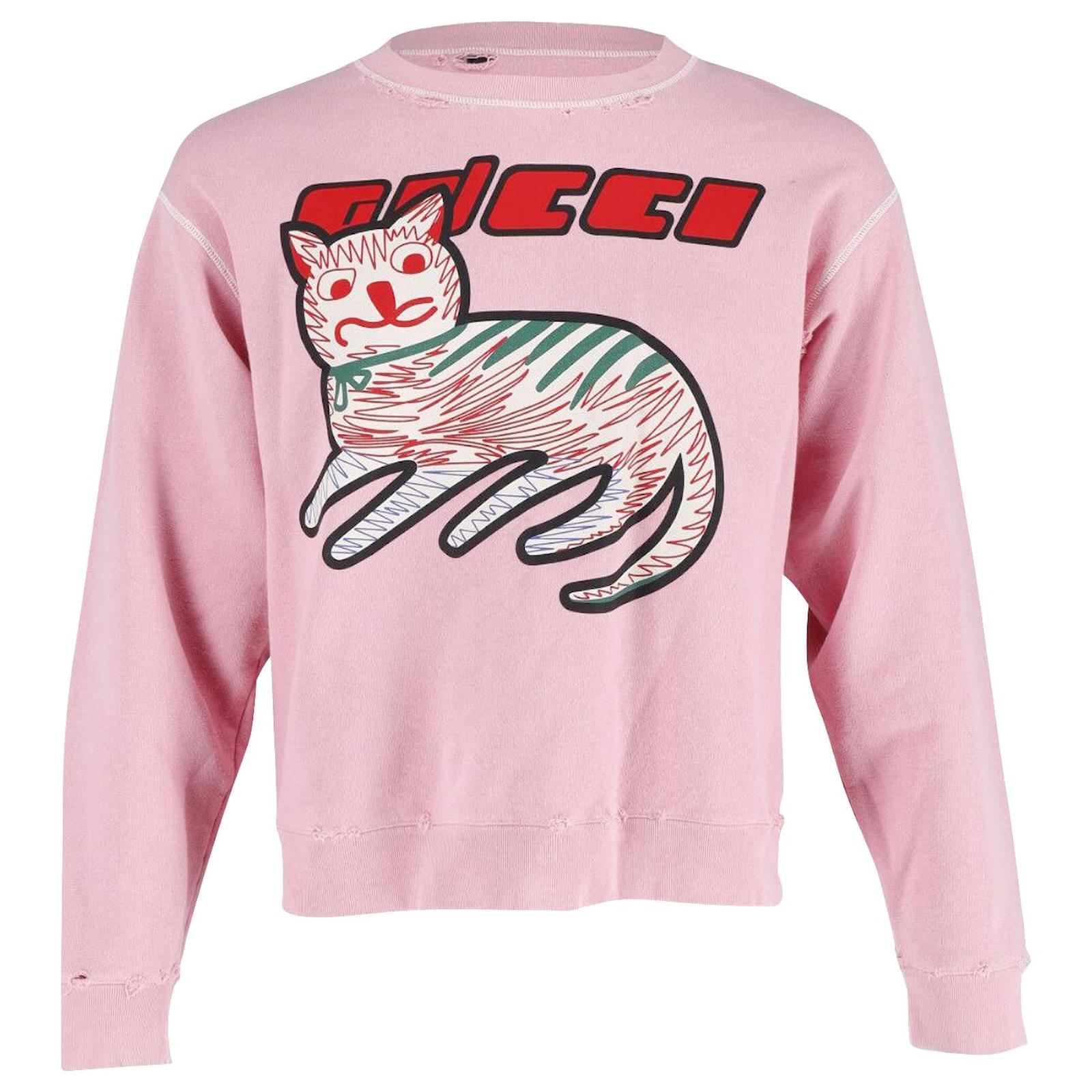 lån vinde Vis stedet Gucci Logo Cat Sweatshirt in Pink Cotton ref.925840 - Joli Closet