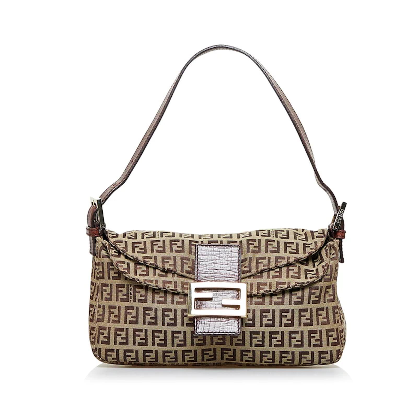 FENDI ZUCCHINO MAMMA BAGUETTE BROWN CANVAS SHOULDER BAG – in2retro