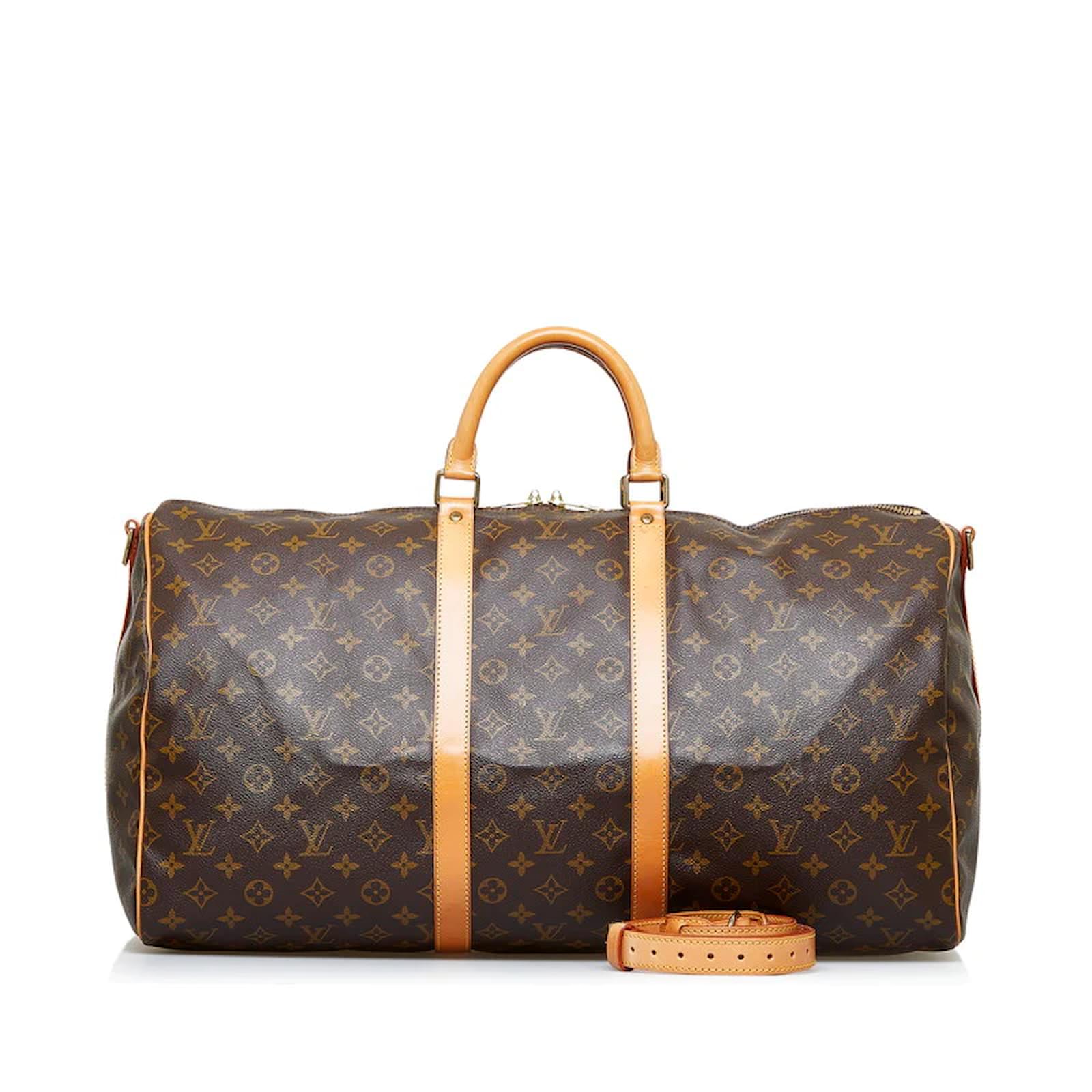 Louis Vuitton Monogram Keepall 55 Bandouliere M41414 Brown Cloth ref.925909  - Joli Closet