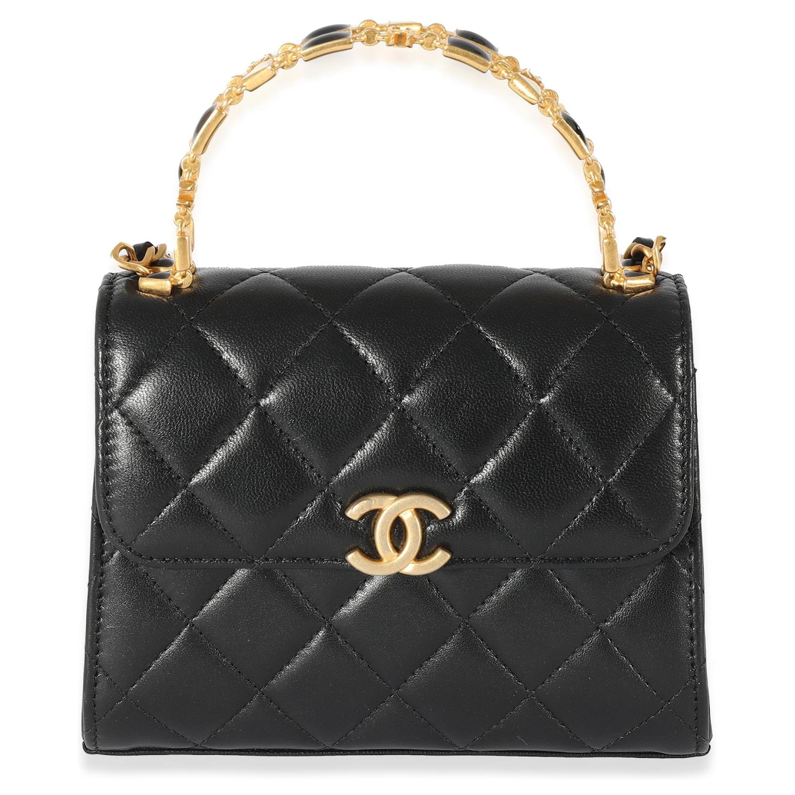 Chanel 23A Black Lambskin Clutch With Chain Leather ref.926592 - Joli Closet
