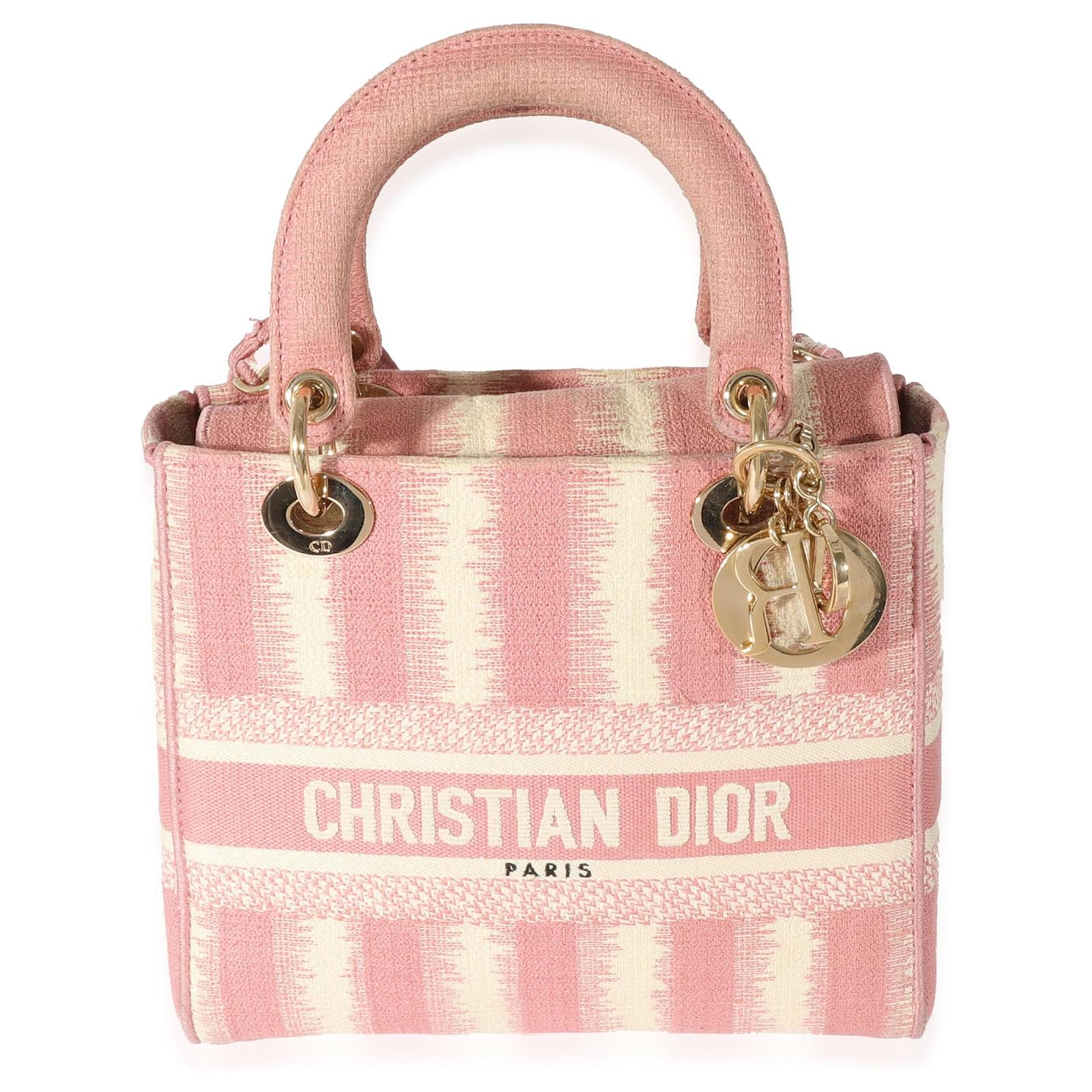 Christian Dior Lady D-Lite Bag Striped Canvas Medium For Sale at