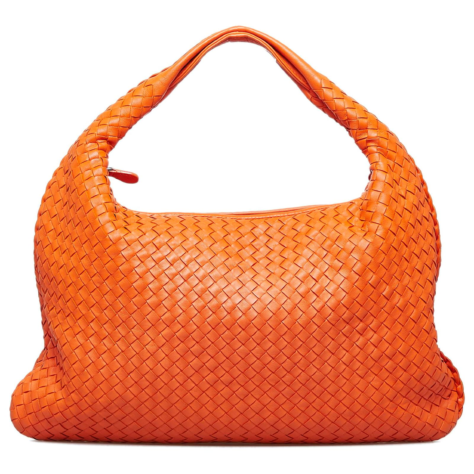 Bottega Veneta - Nodini Orange Woven Leather Crossbody Bag