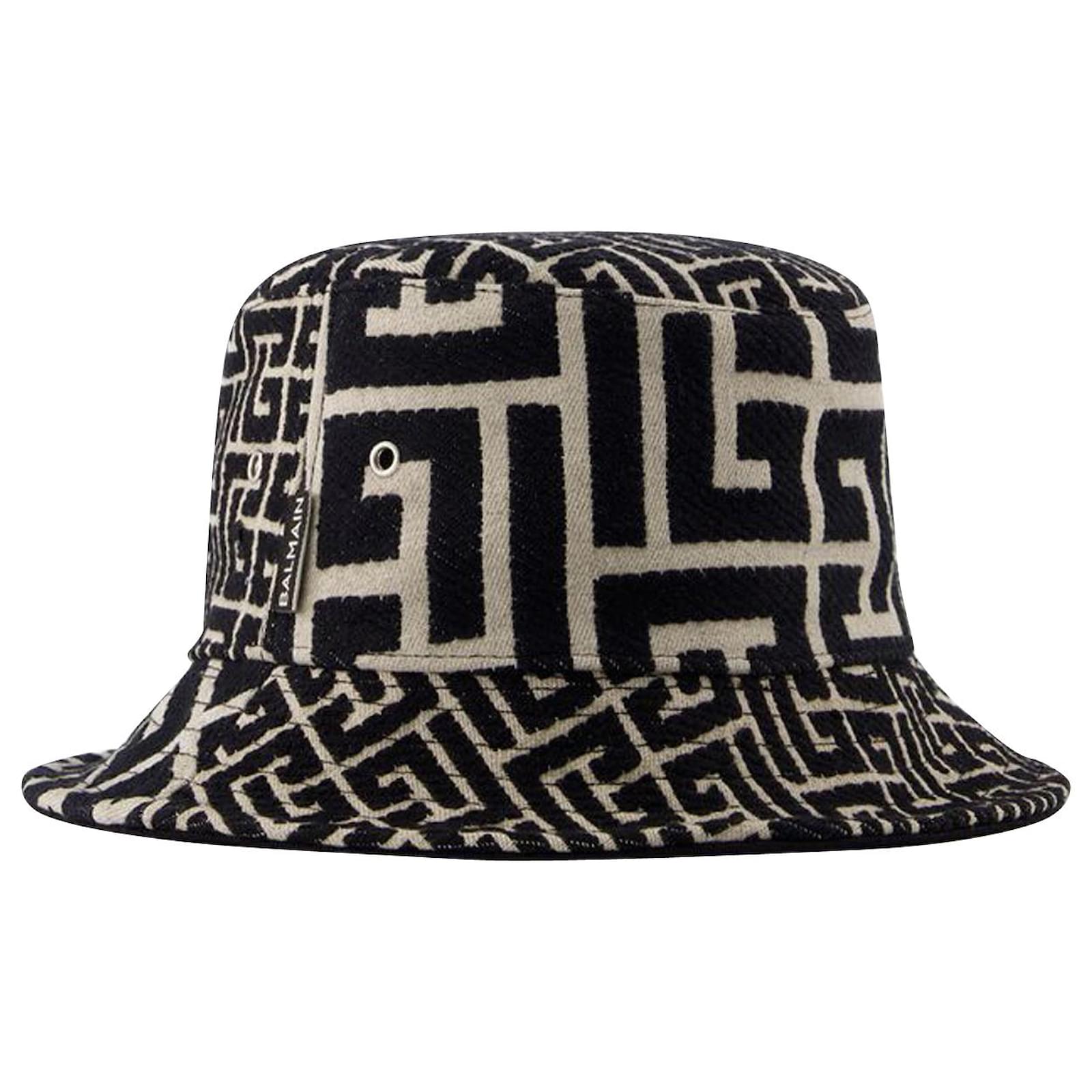 Jacquard bucket hat with Balmain monogram black - Women