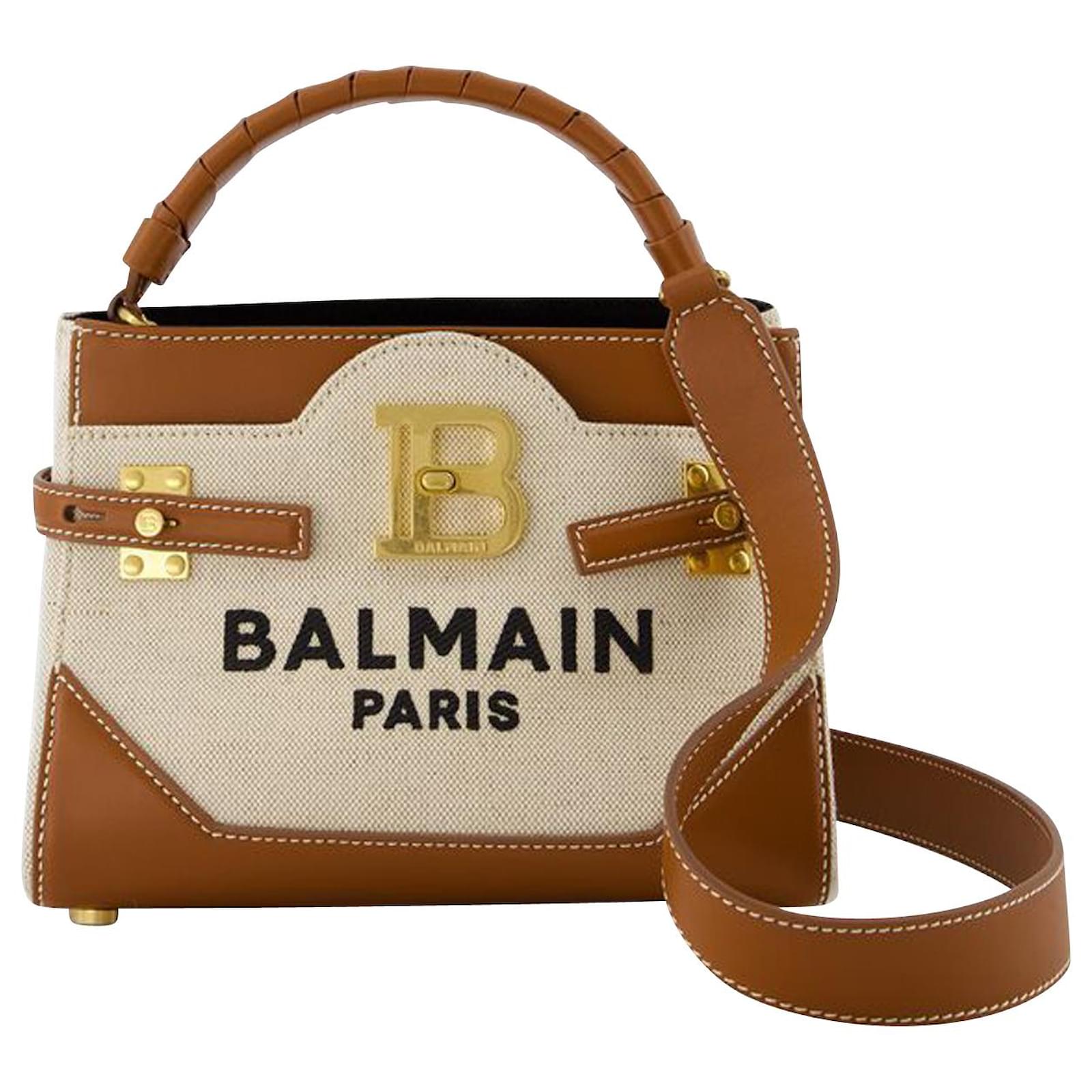 Bbuzz 22 Shoulder Bag Balmain Canvas Beige Brown Cloth ref