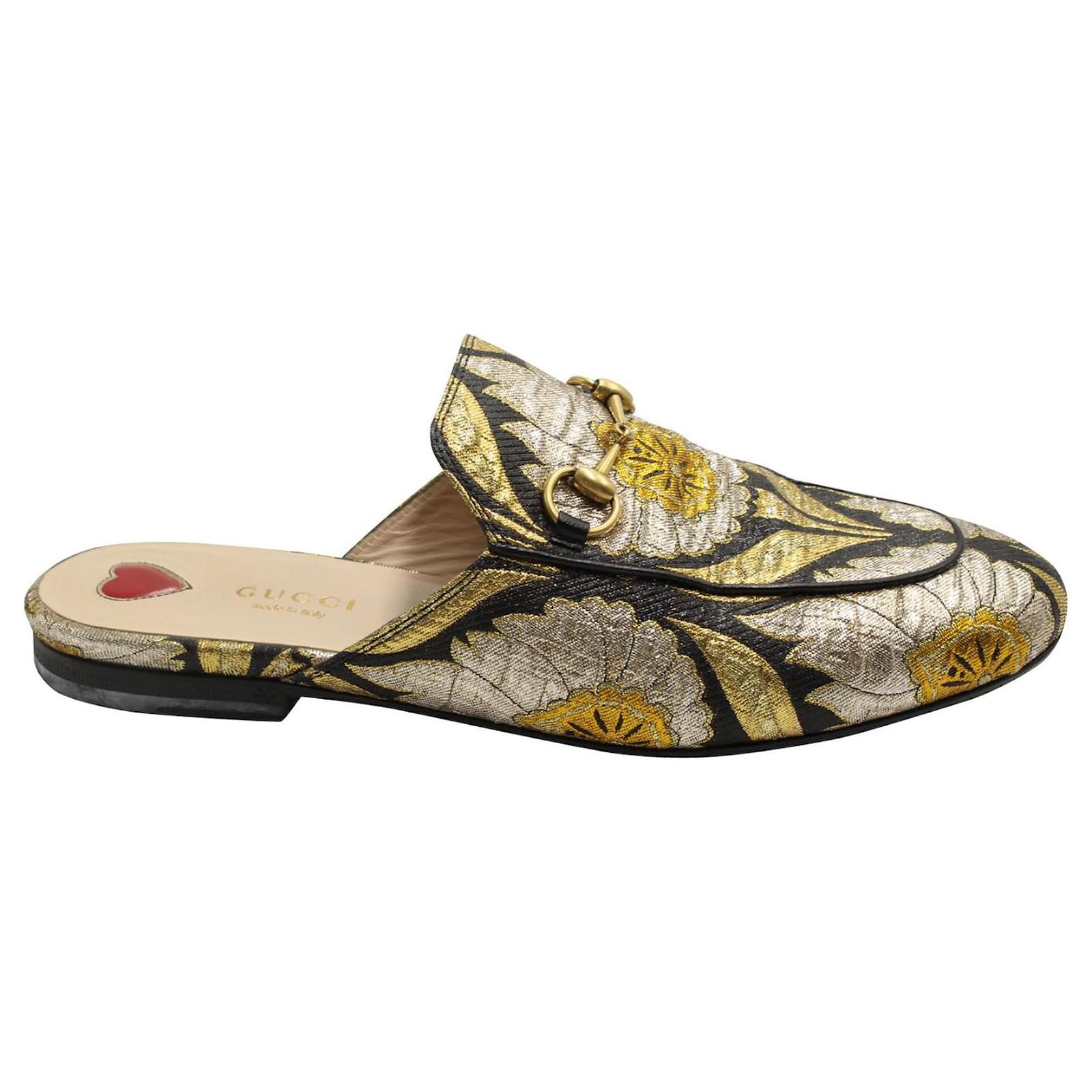 Gucci princetown gold on sale mules