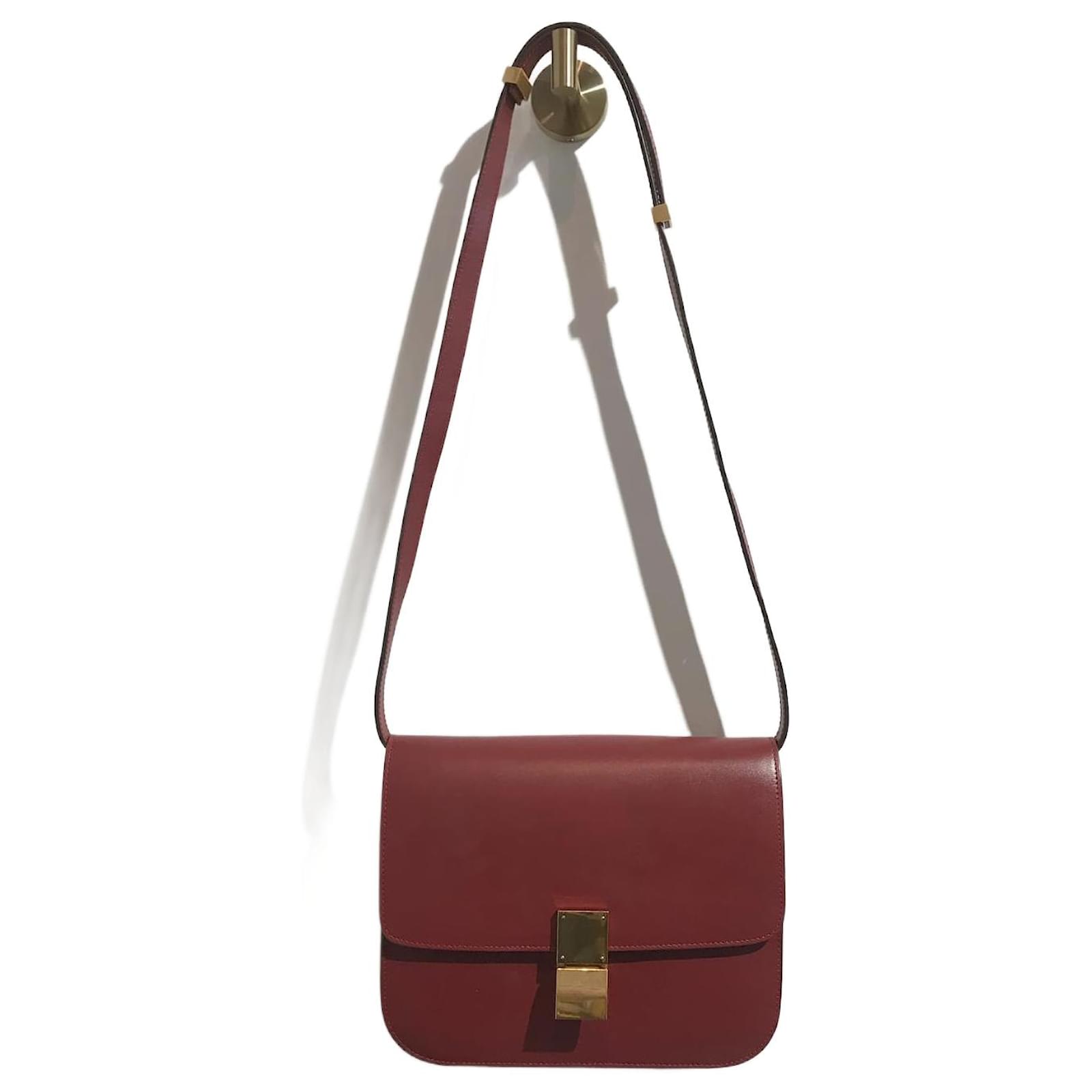 Celine Medium Classic Box Bag - Burgundy Shoulder Bags, Handbags