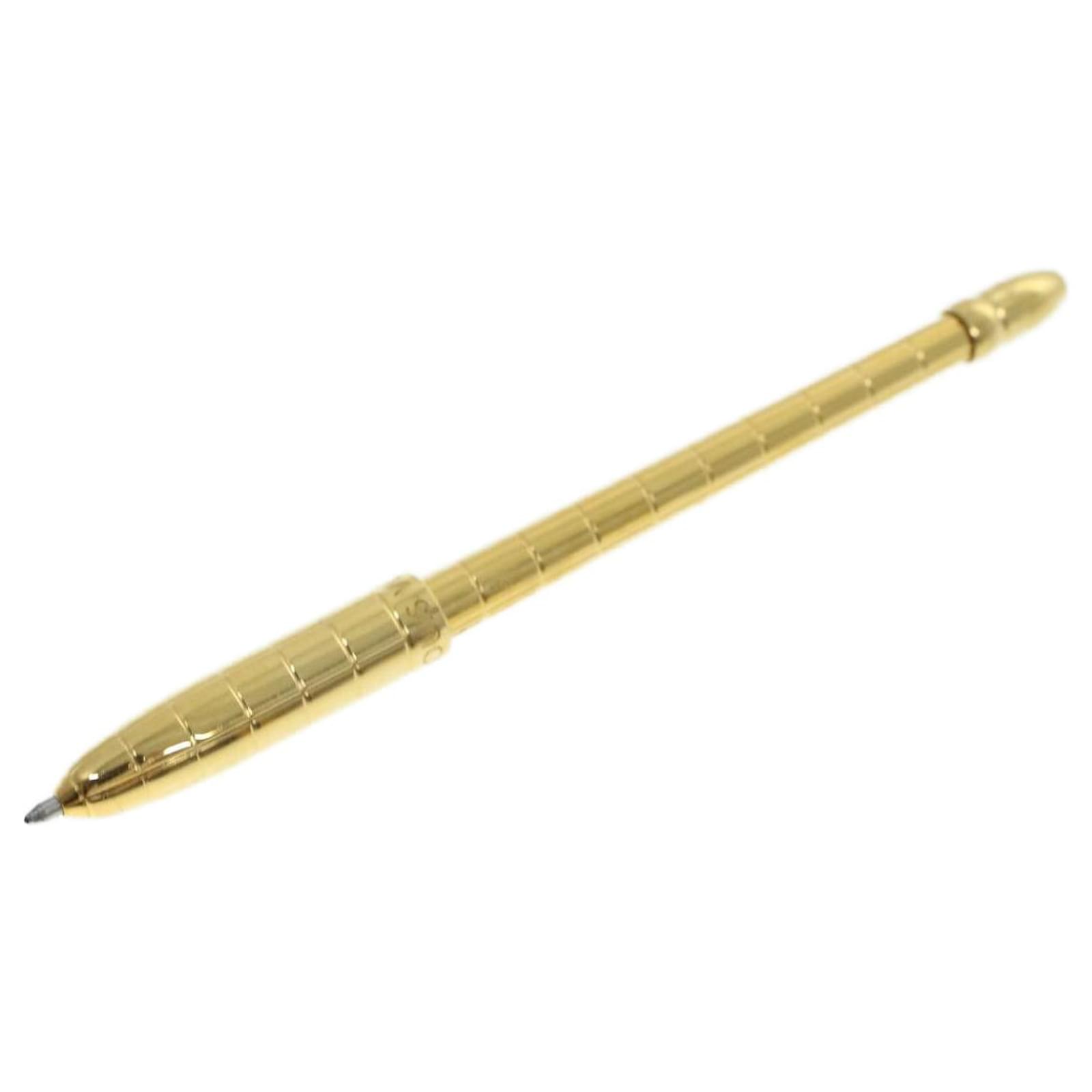 LOUIS VUITTON Ballpoint Pen Metal Gold Tone LV Auth ki2926 ref