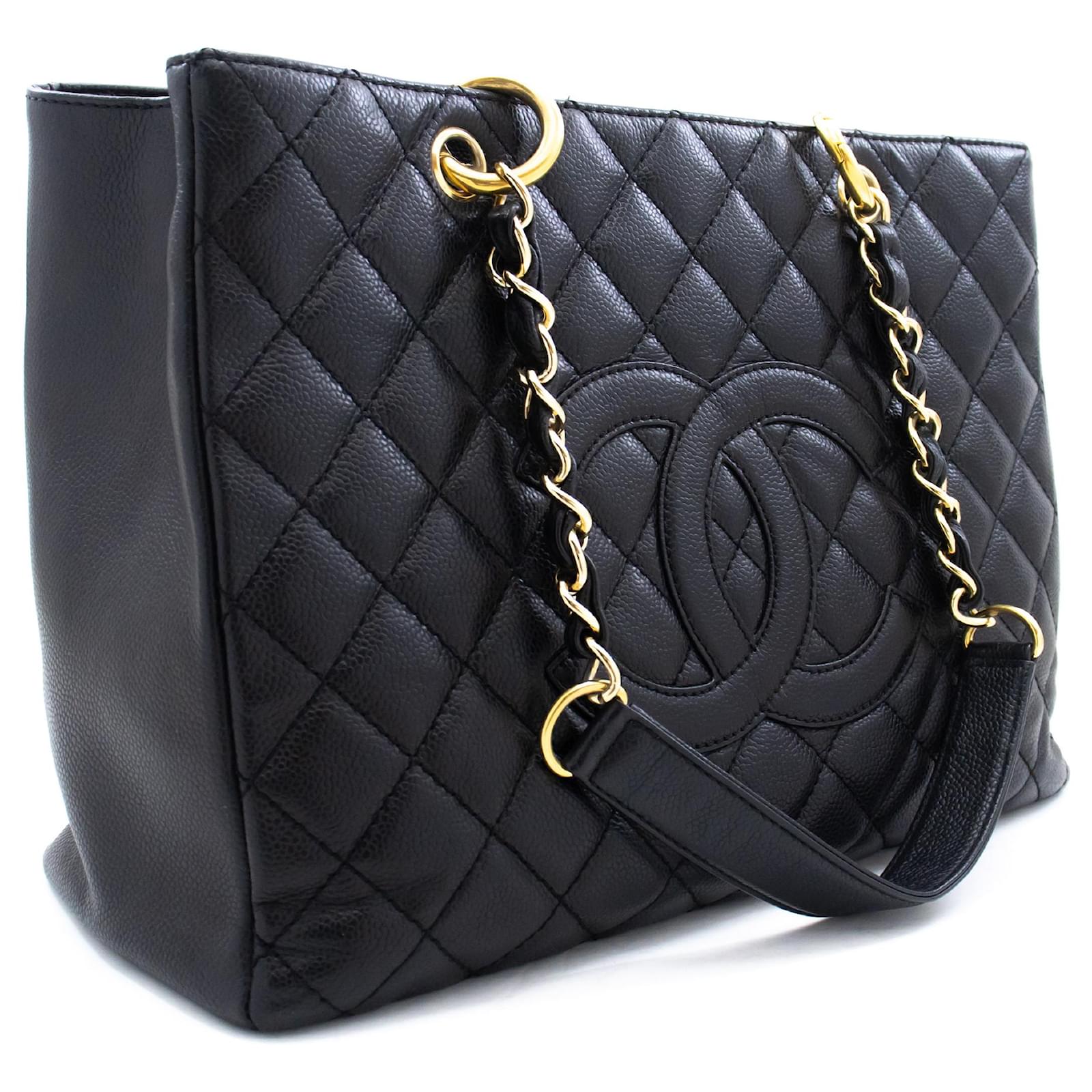 CHANEL Caviar GST 13 Grand Shopping Tote Chain Shoulder Bag Black Leather  ref.927982 - Joli Closet