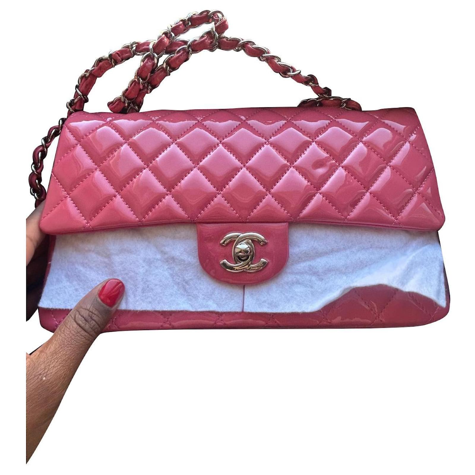 Chanel Timeless Classic bag Pink Patent leather ref.928012 - Joli