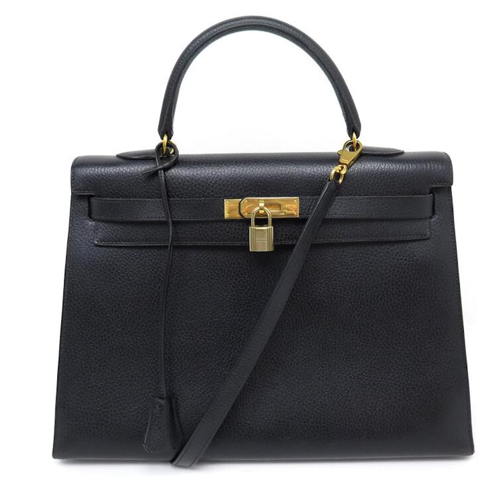 Handbags Hermès Vintage Hermes Kelly Handbag 35 Sellier in Black Togo Leather Bandoulier Purse