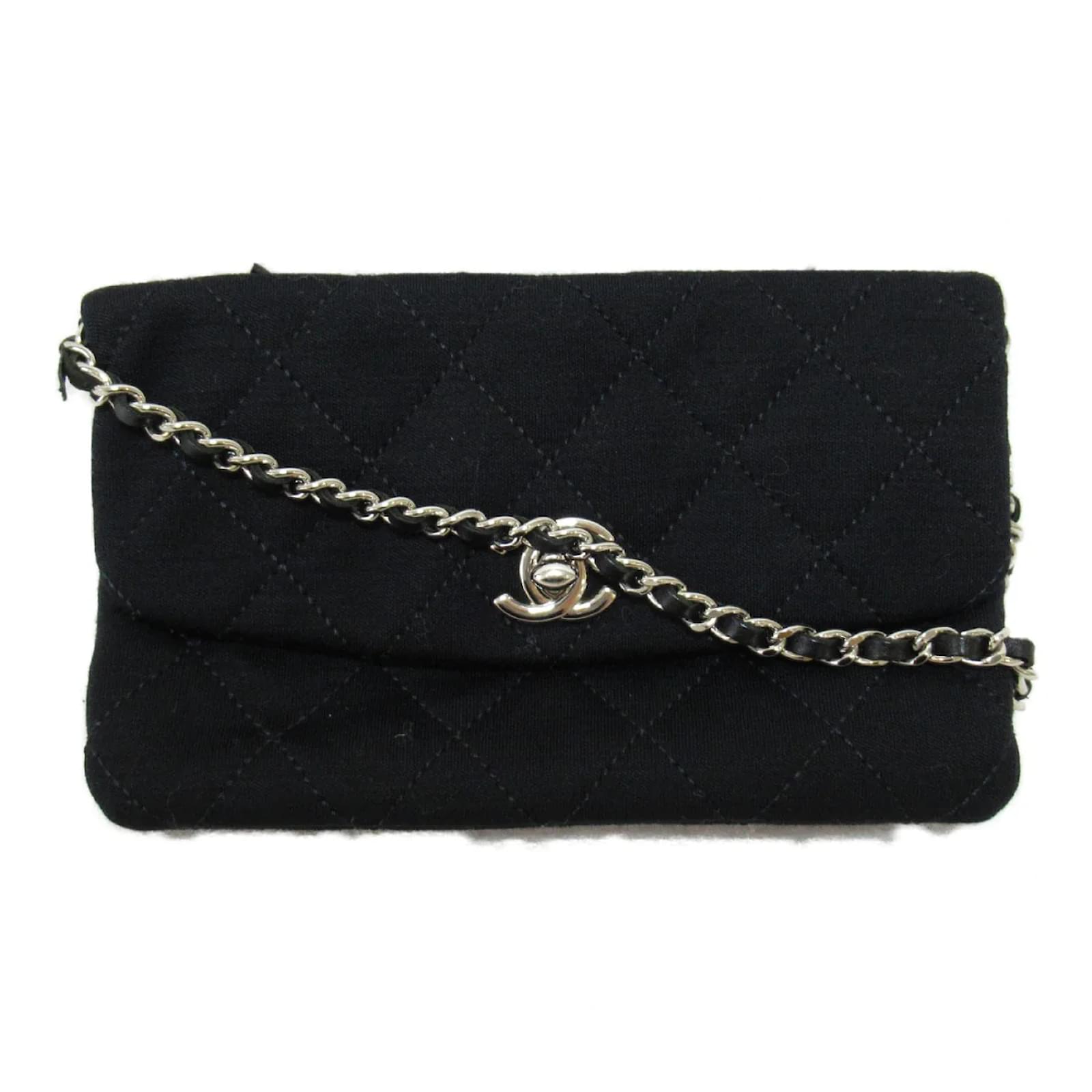 CHANEL Jersey Quilted Micro Mini Flap Black 1213200