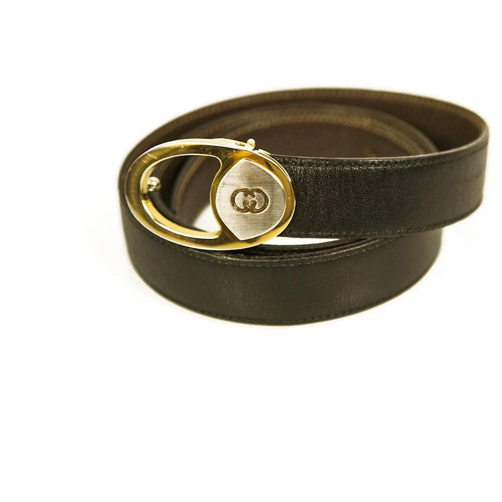 GUCCI Leather Monogram Interlocking G Belt Dark Brown Size 85/34