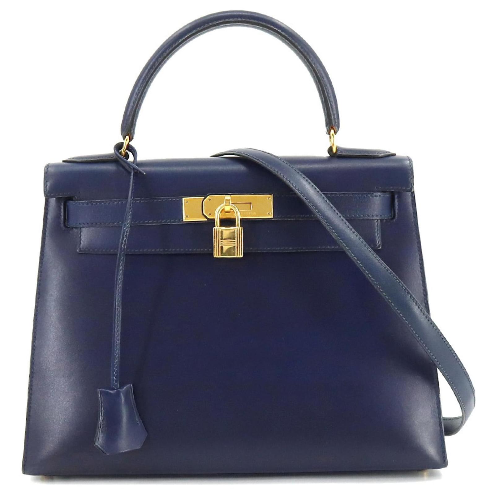 Hermès hermes kelly 28 Navy blue Leather ref.929055 - Joli Closet