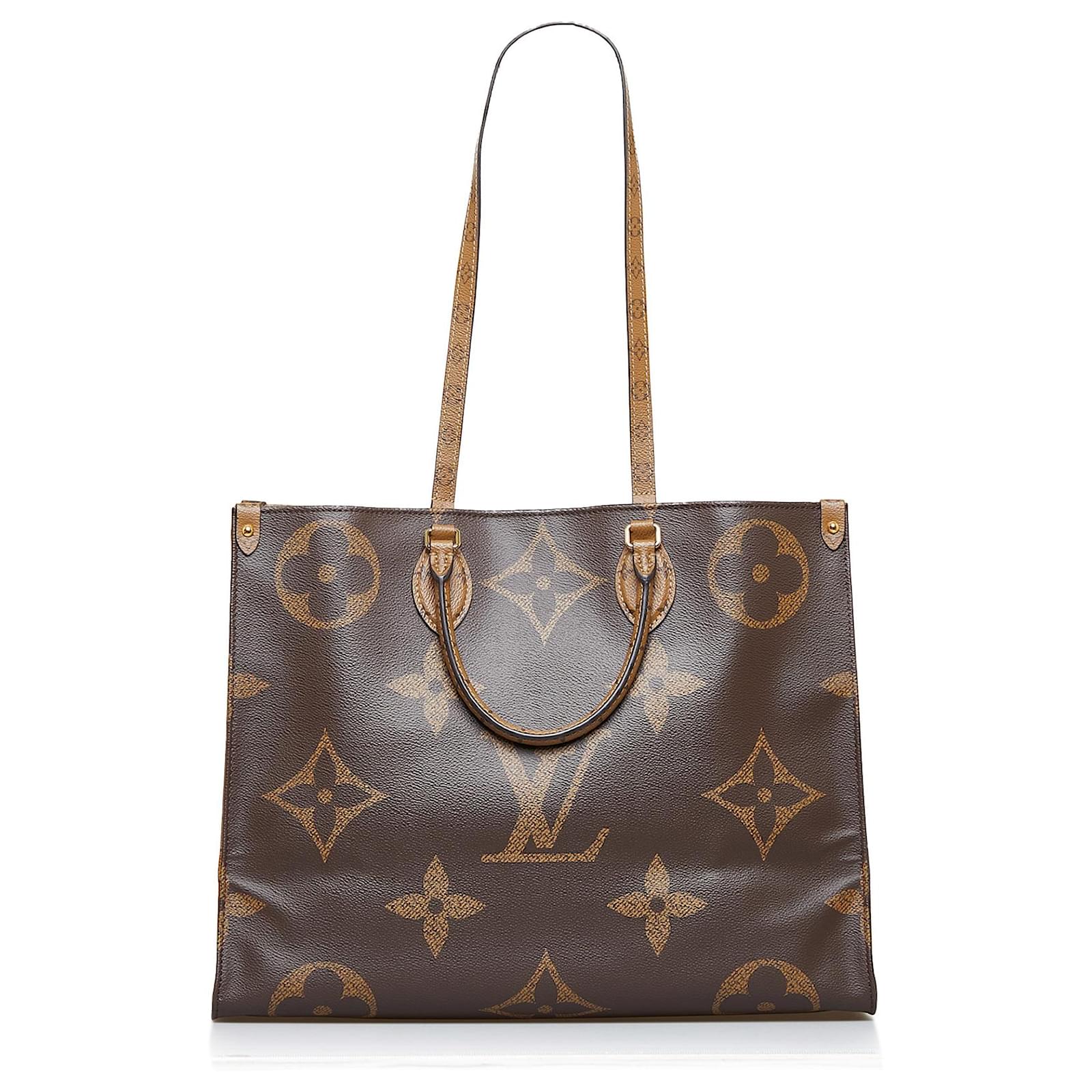Louis Vuitton Onthego GM Giant Monogram Canvas Tote Shoulder Bag Brown