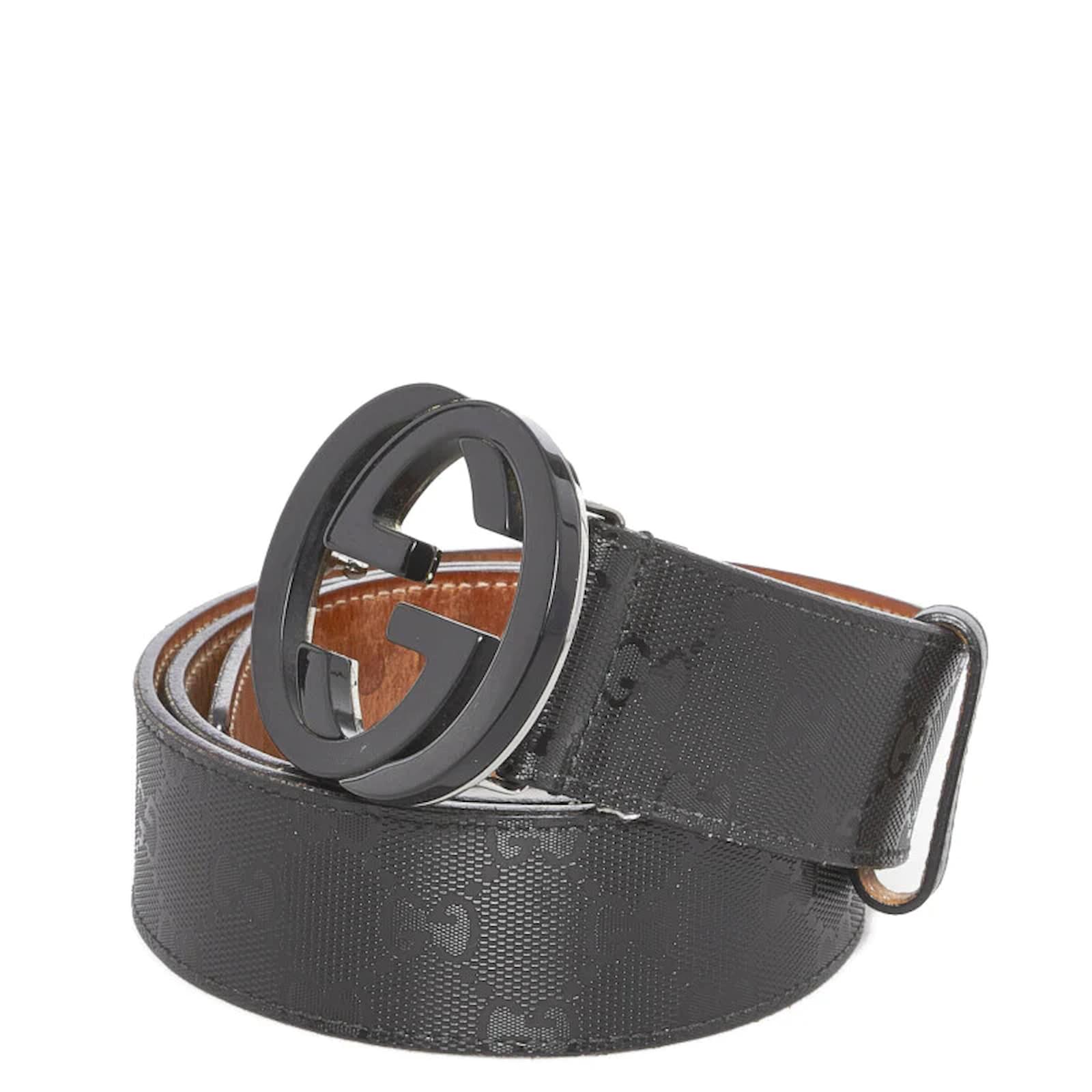 Gucci GG Imprime Interlocking G Belt 223891 Black Cloth Pony-style
