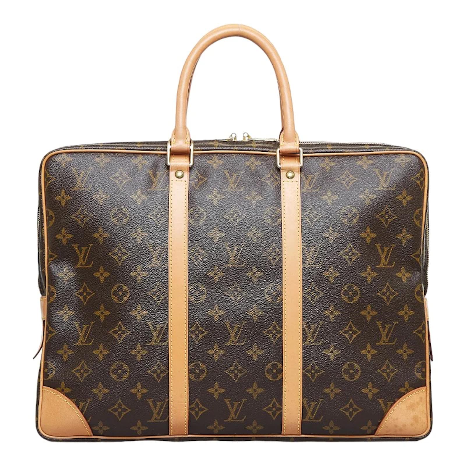 Porte documents voyage cloth satchel Louis Vuitton Brown in Cloth
