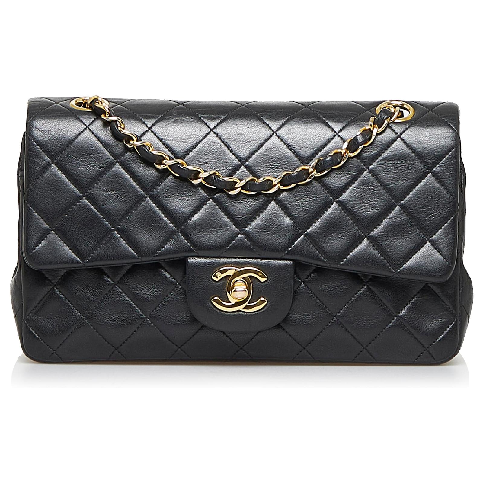 Chanel Black Small Classic Lambskin Double Flap Leather ref.930027 - Joli  Closet