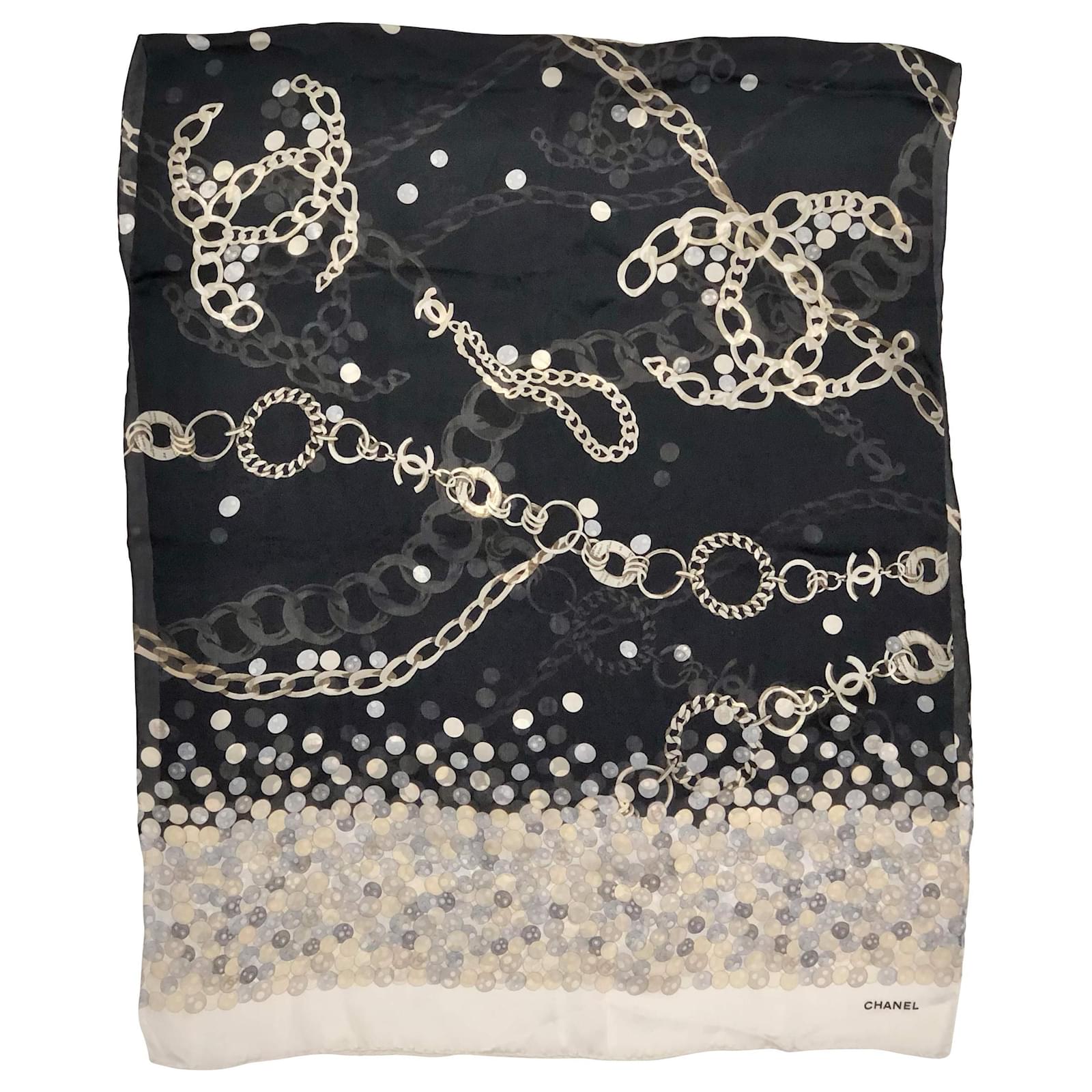 Chanel Pink Pearl CC Charms Silk Scarf