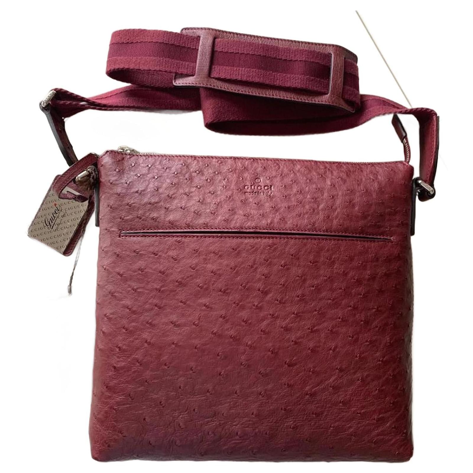Gucci messenger crossbody bag Dark red Ostrich leather ref.930161 - Joli  Closet