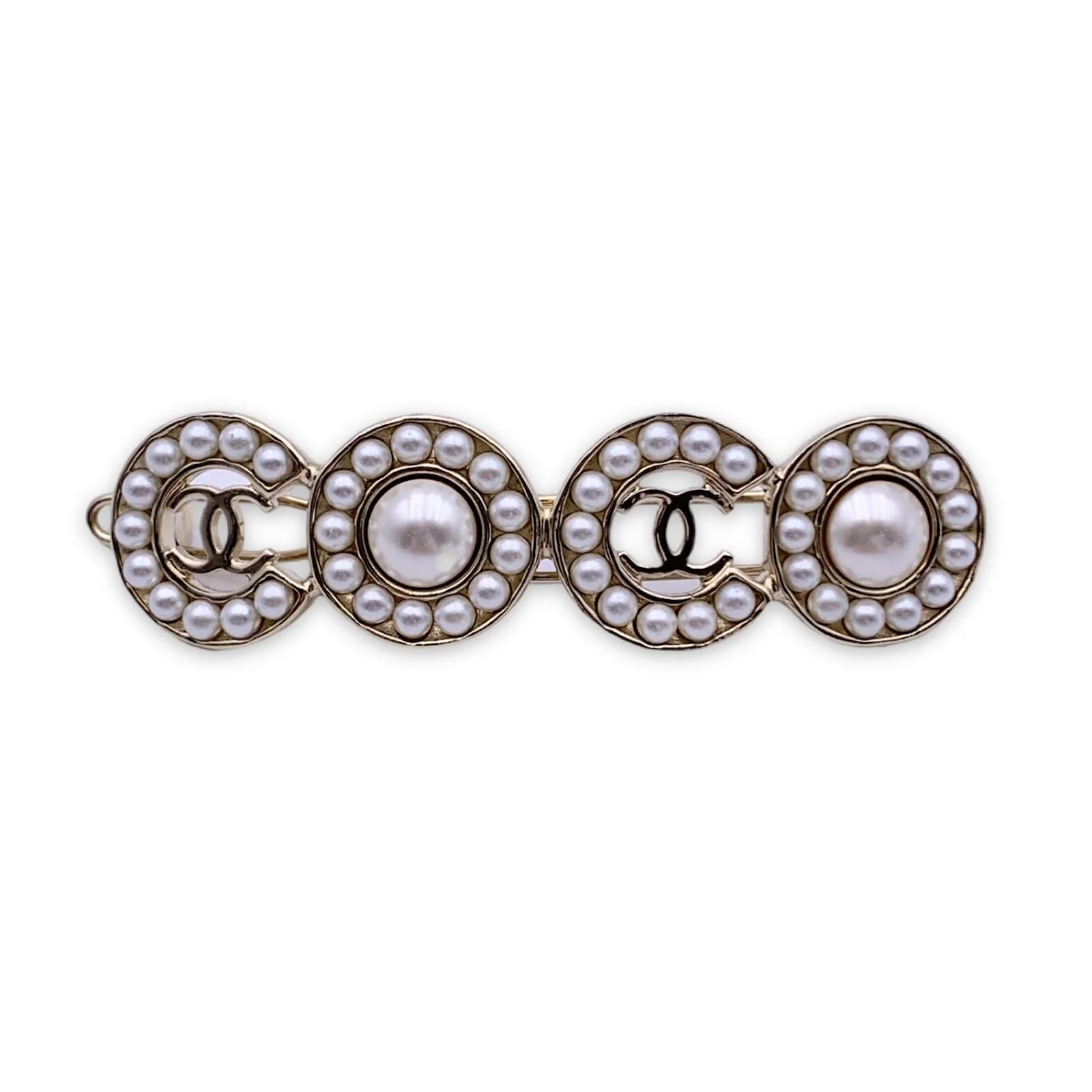 Light Gold Metal and Pearls Coco Hair Clip Barrette