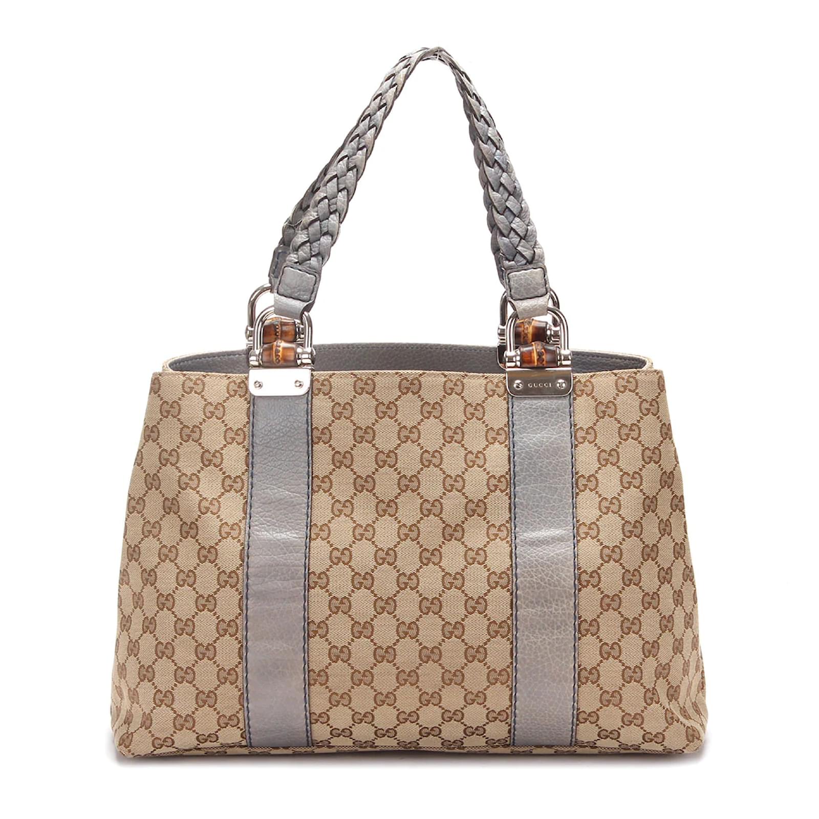 GUCCI Bamboo Bar GG Canvas Tote Bag Beige 232947-US