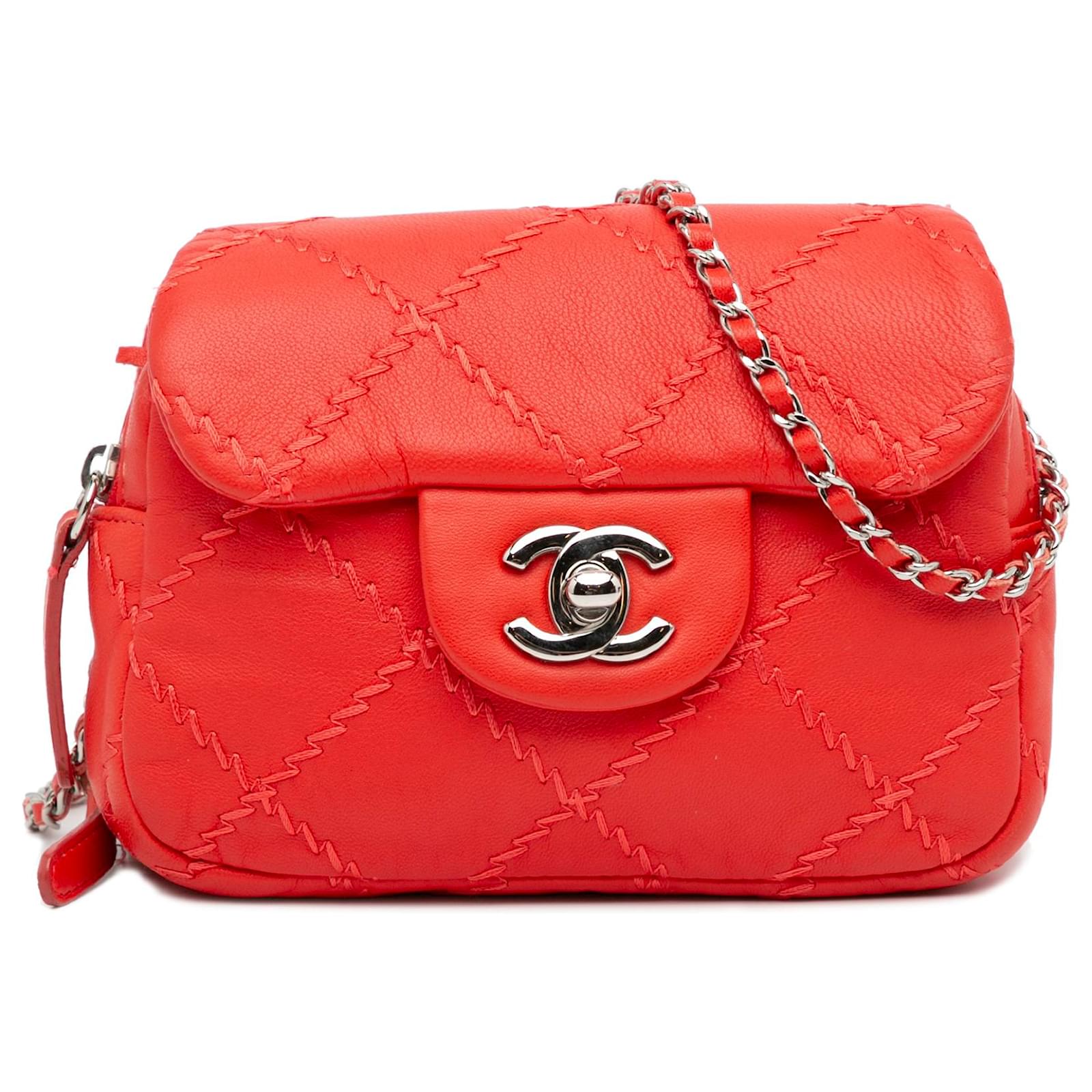 Chanel Red Ultimate Stitch Mini Flap Wallet On Chain Leather ref.930934 -  Joli Closet