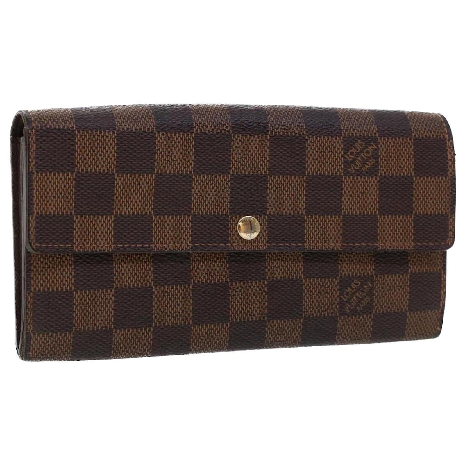 Brown Louis Vuitton Damier Ebene Sarah Long Wallet