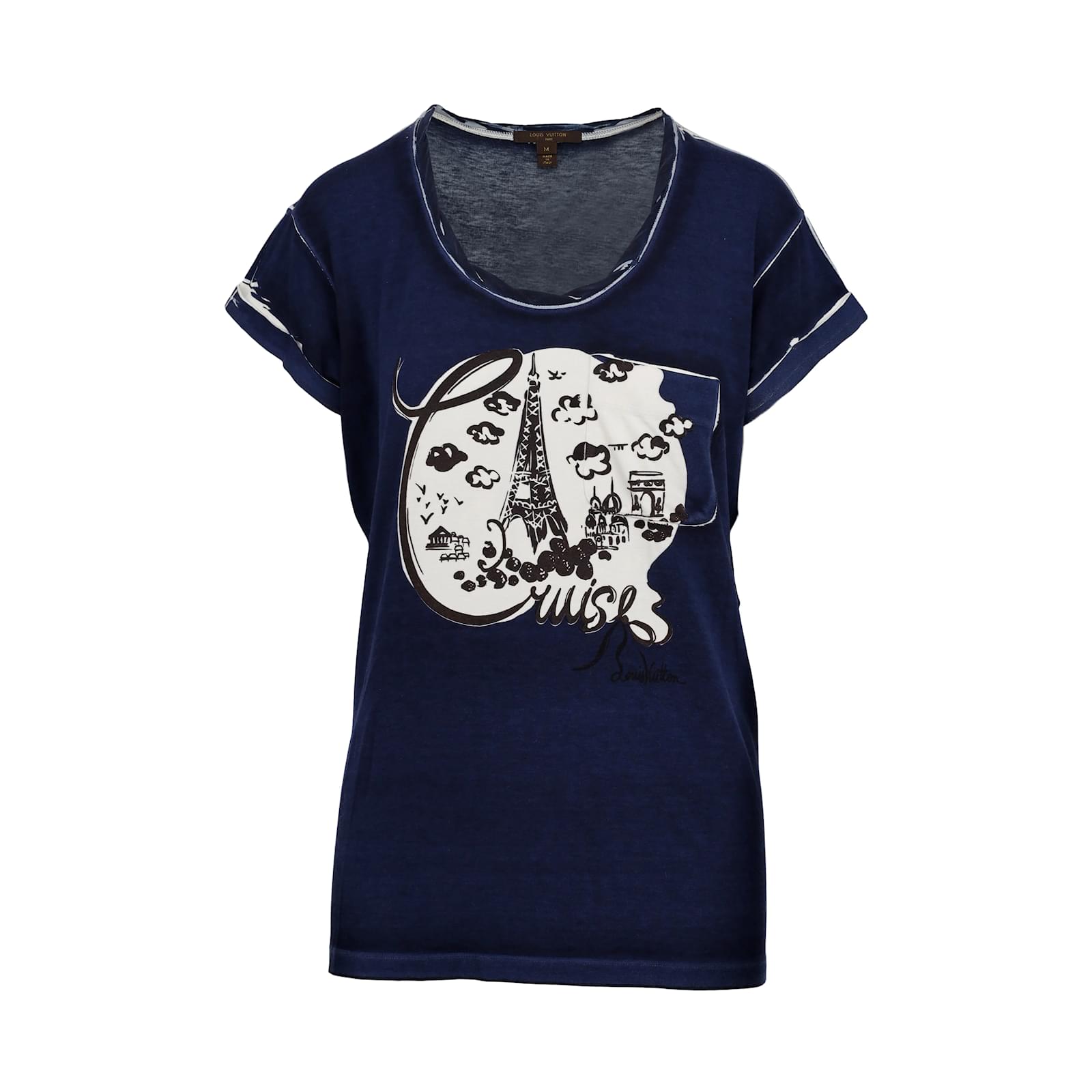 Louis Vuitton Cruise Printed Cotton T-shirt Blue ref.931269 - Joli