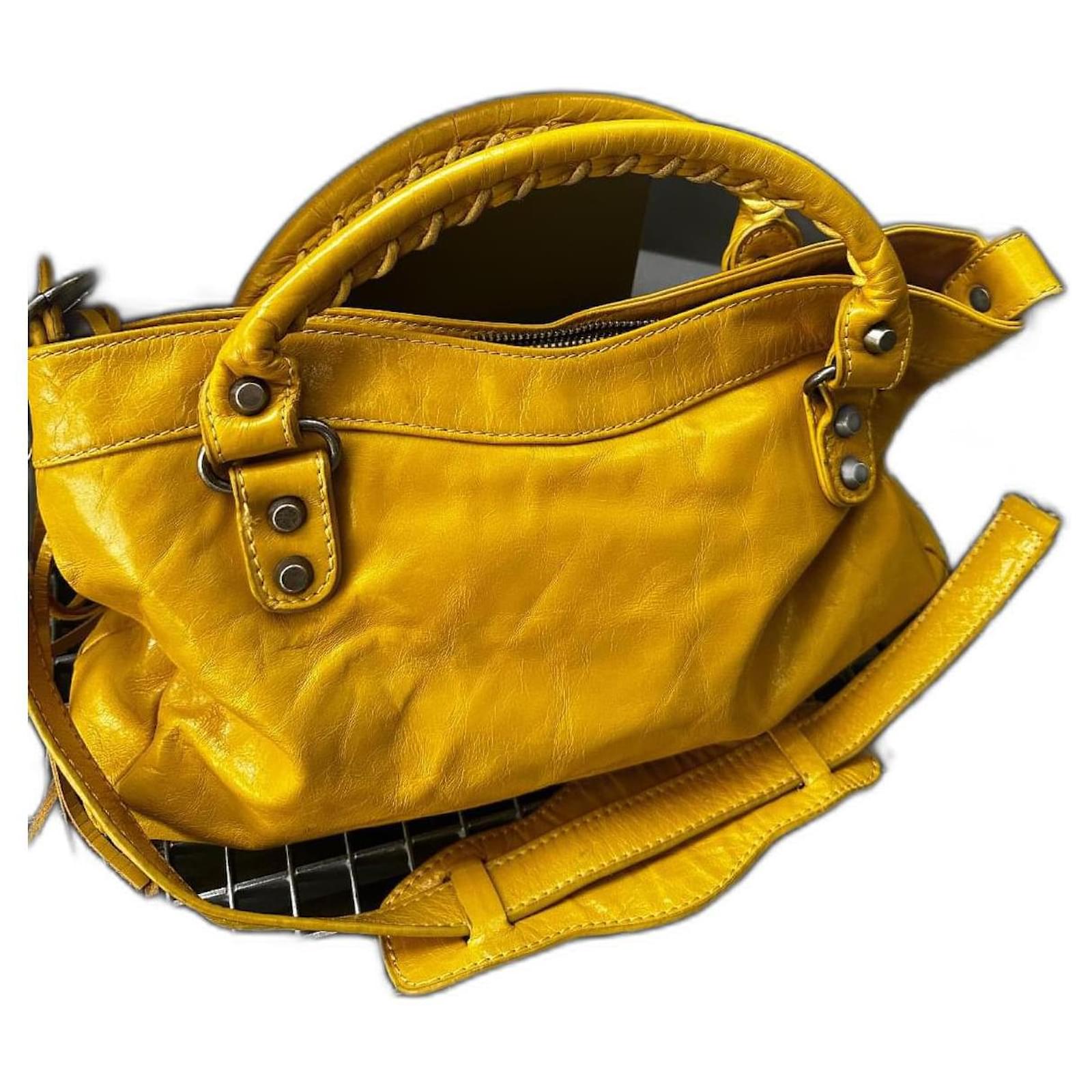 BALENCIAGA: Neo Classic City mini bag in grained leather - Yellow