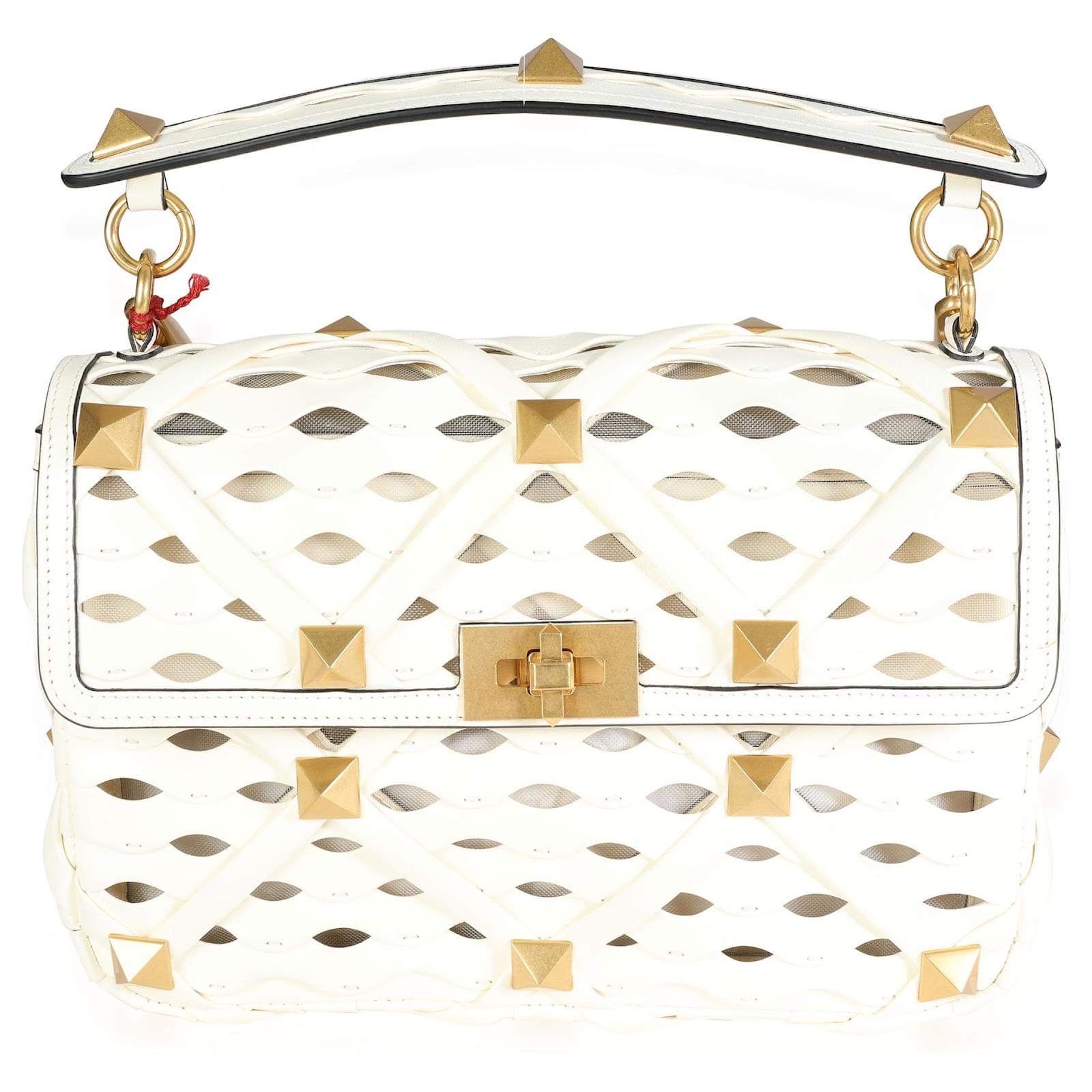 Valentino Garavani Women's Large Rockstud Quilted Leather Shoulder Bag - Ivory