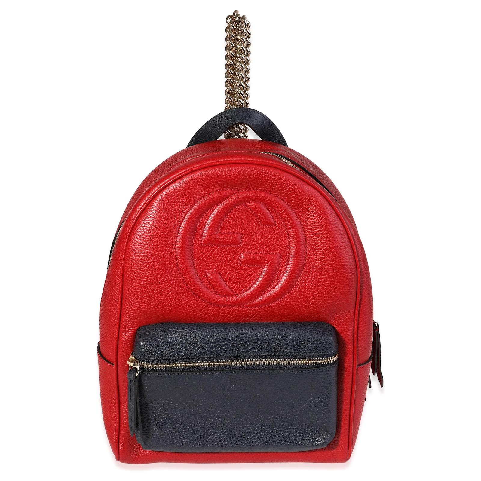 Gucci red 2025 leather backpack