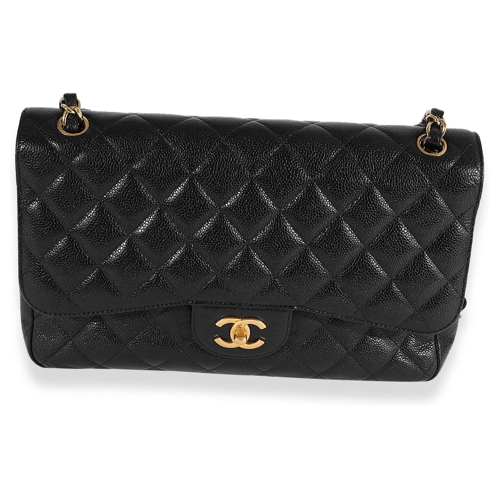 Timeless Chanel Black Quilted Caviar Jumbo Classic Double Flap Bag Leather  ref.932450 - Joli Closet