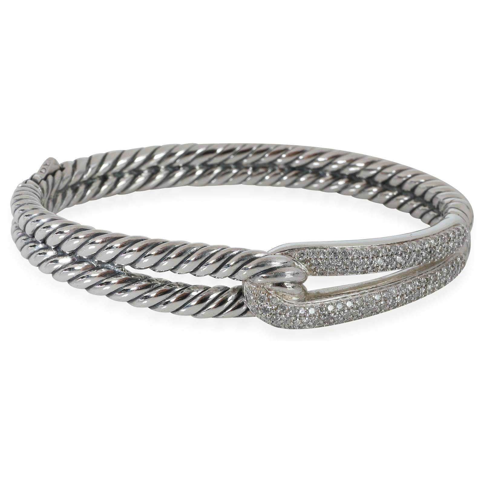 David Yurman Cable Classic Collection Bracelet with Blue Topaz and Diamonds  5mm  REEDS Jewelers