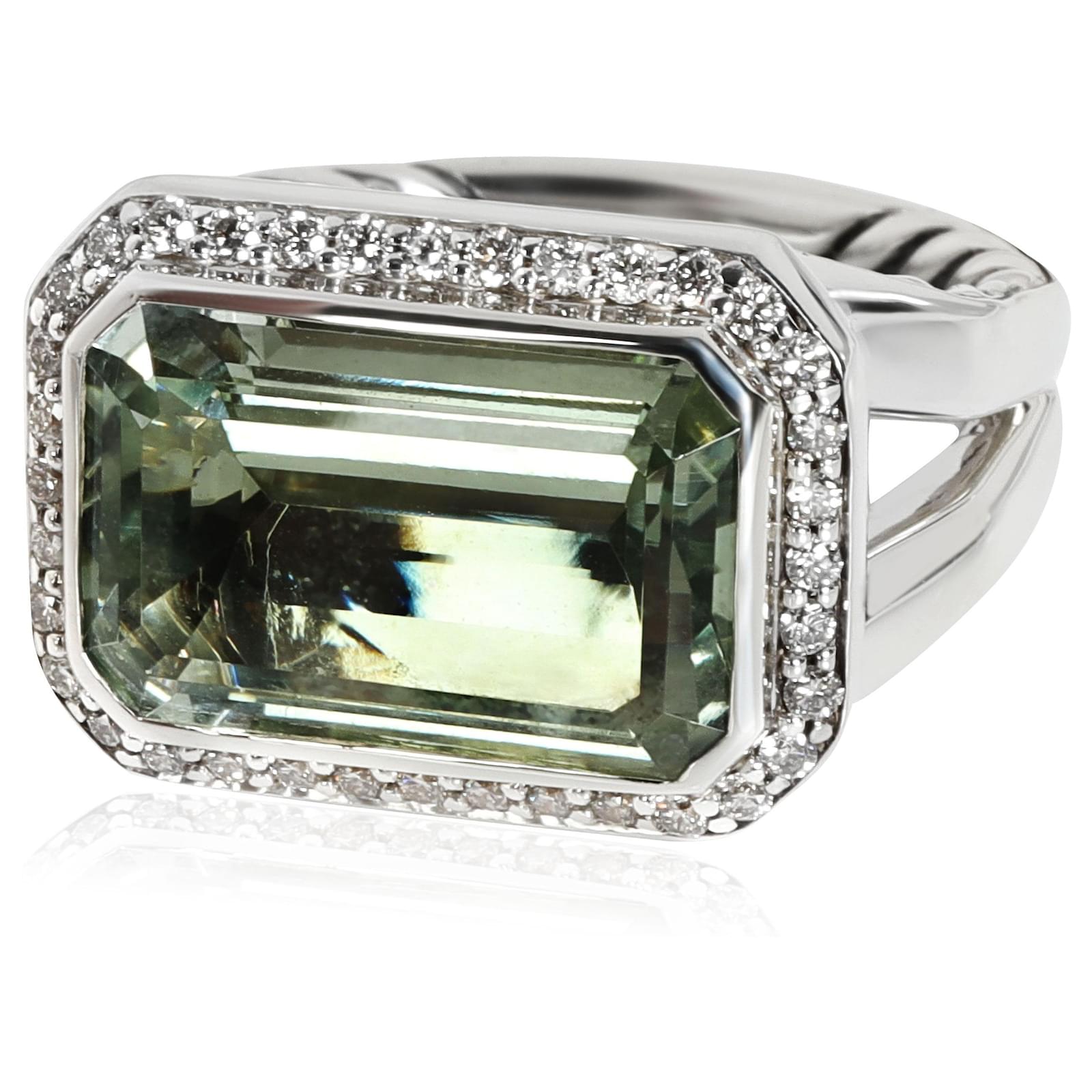 David Yurman Novella Prasiolite Diamond Ring en argent sterling