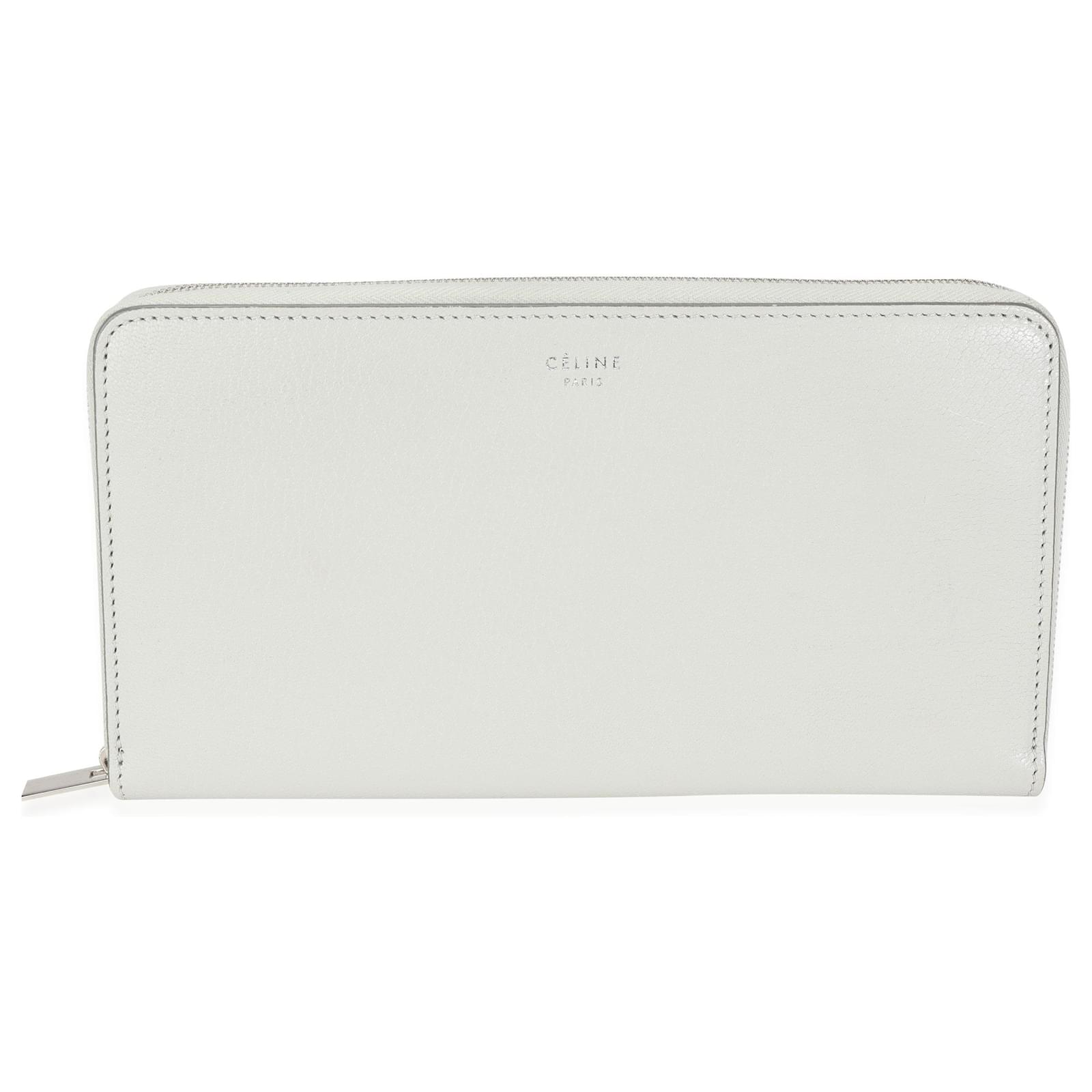 Céline Celine Cement Leather Large Zip-Around Wallet Grey ref