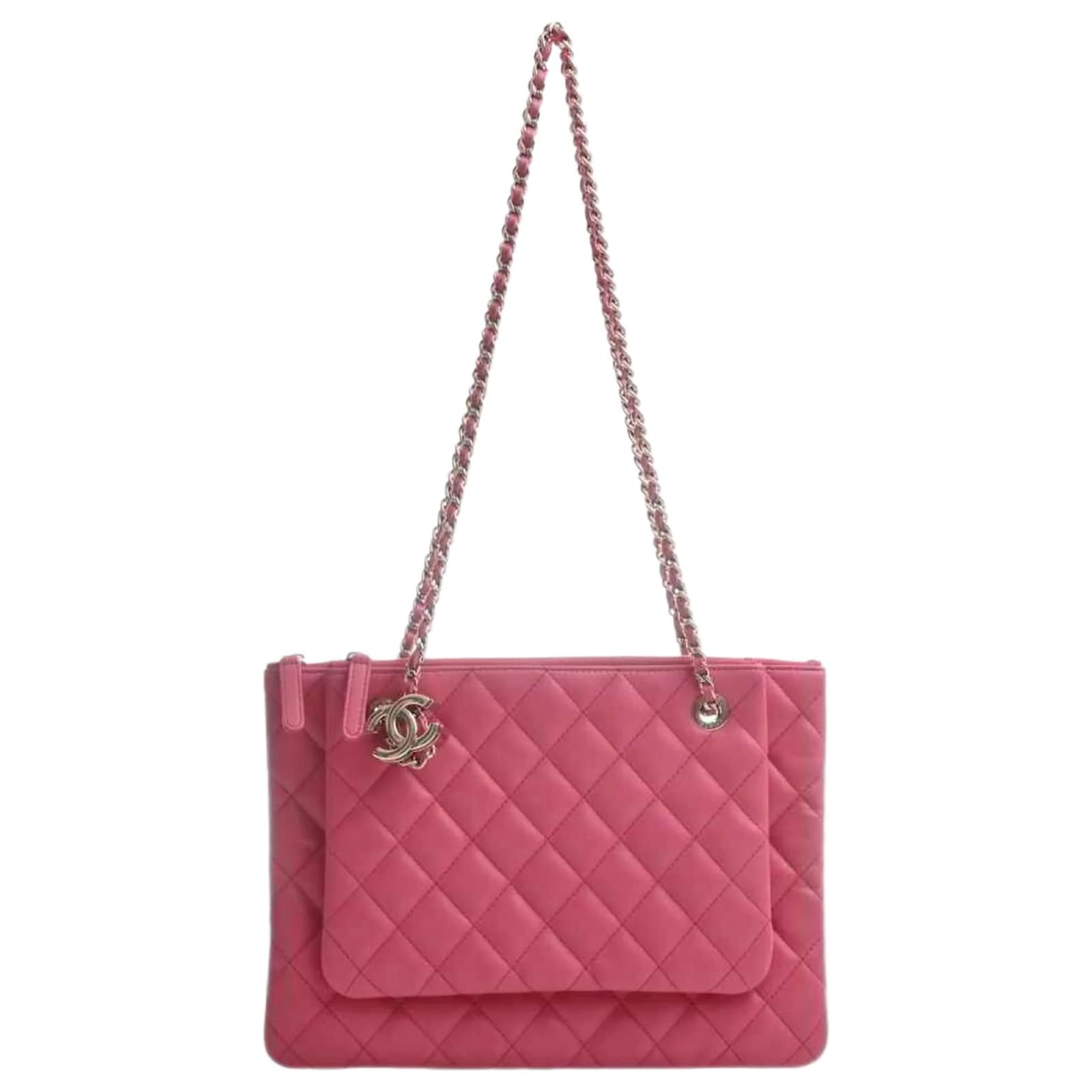 Handbags Chanel Chanel Matelasse Coco Rain Double Chain Shoulder Bag Lamb Skin Pink Auth 29191A