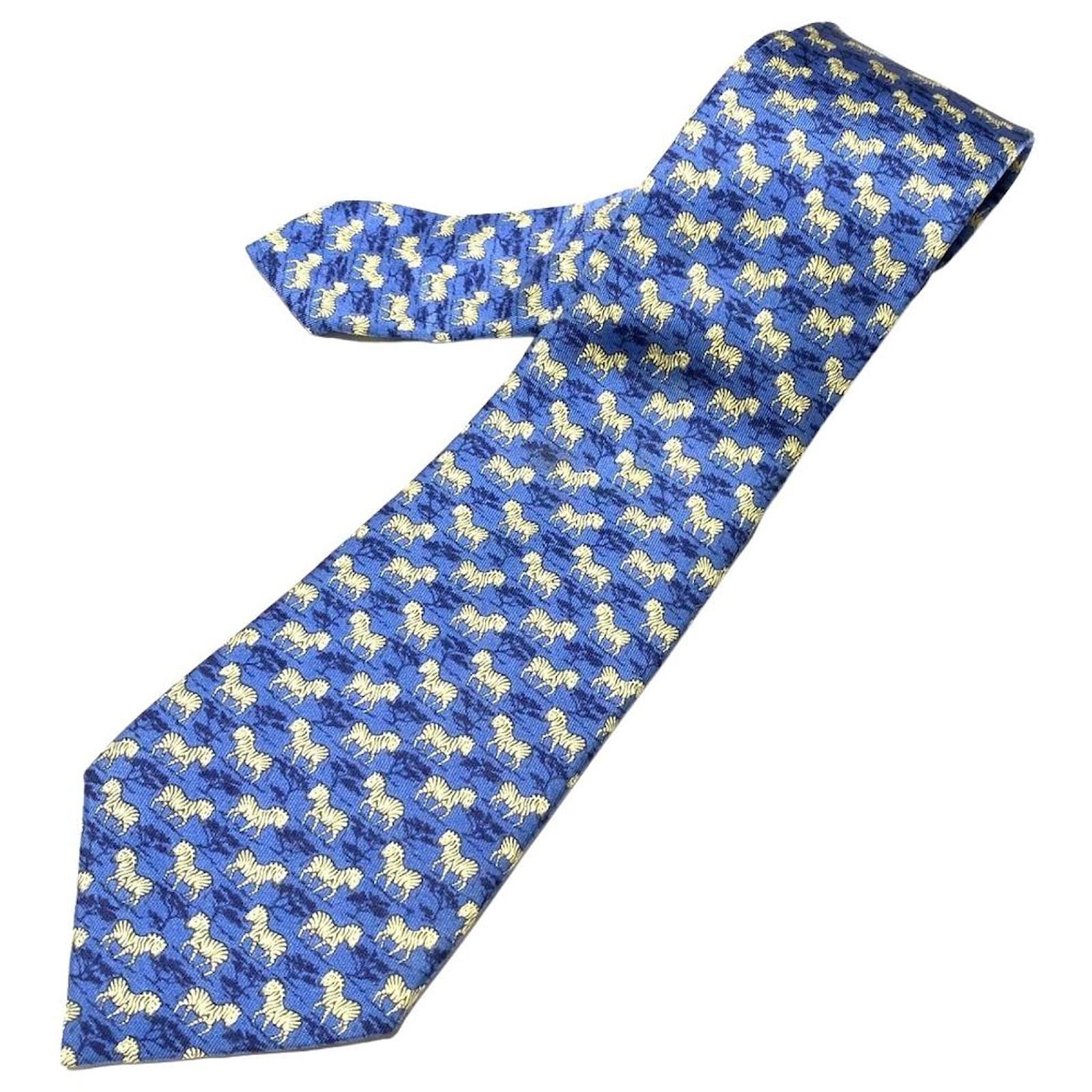 Hermes Silk Neck Tie Navy for Men - Hermes Pre-owned Neck Tie