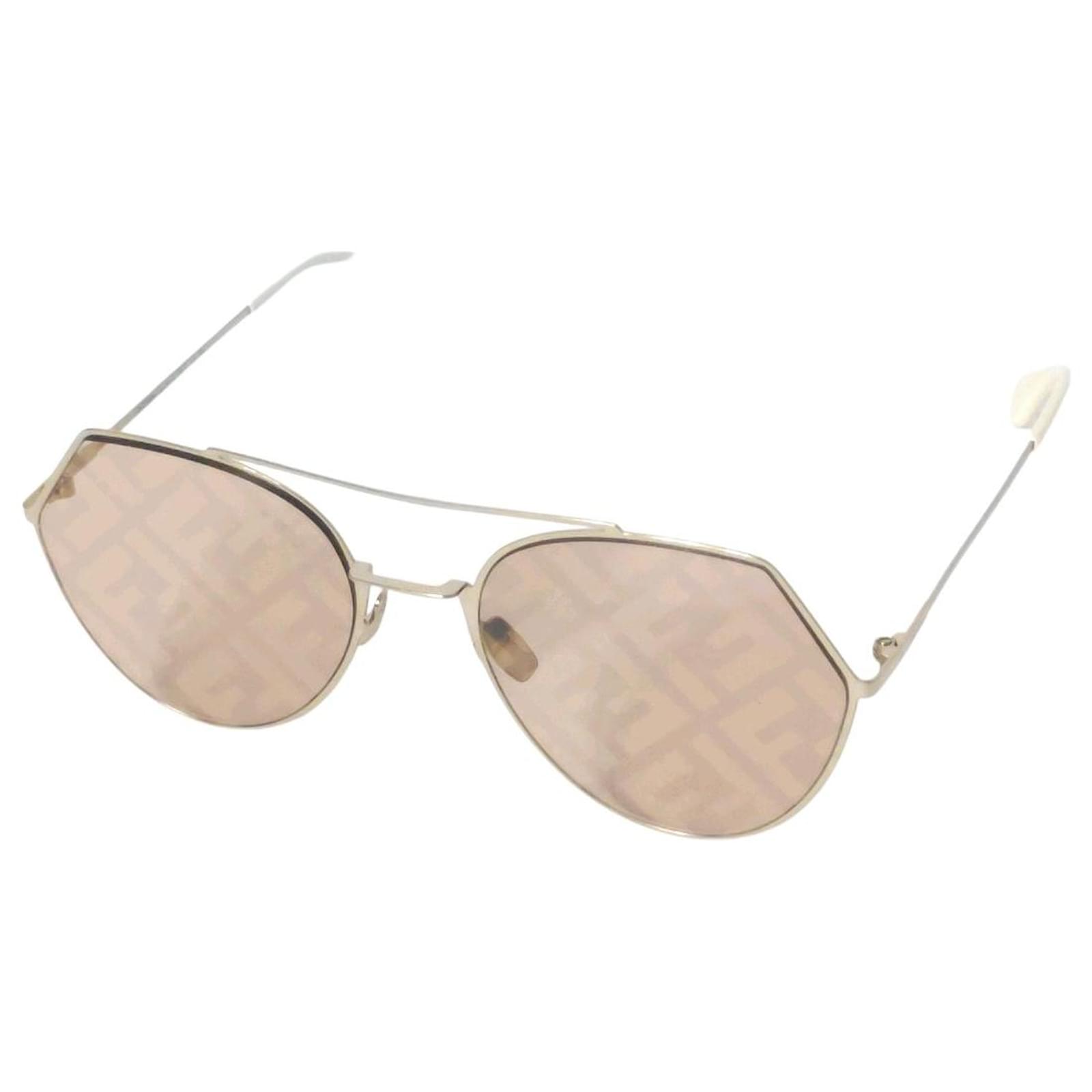 FENDI LIGHT 40054 Black Gold FF Mirror Print Round Metal Sunglasses  FE40054I | eBay