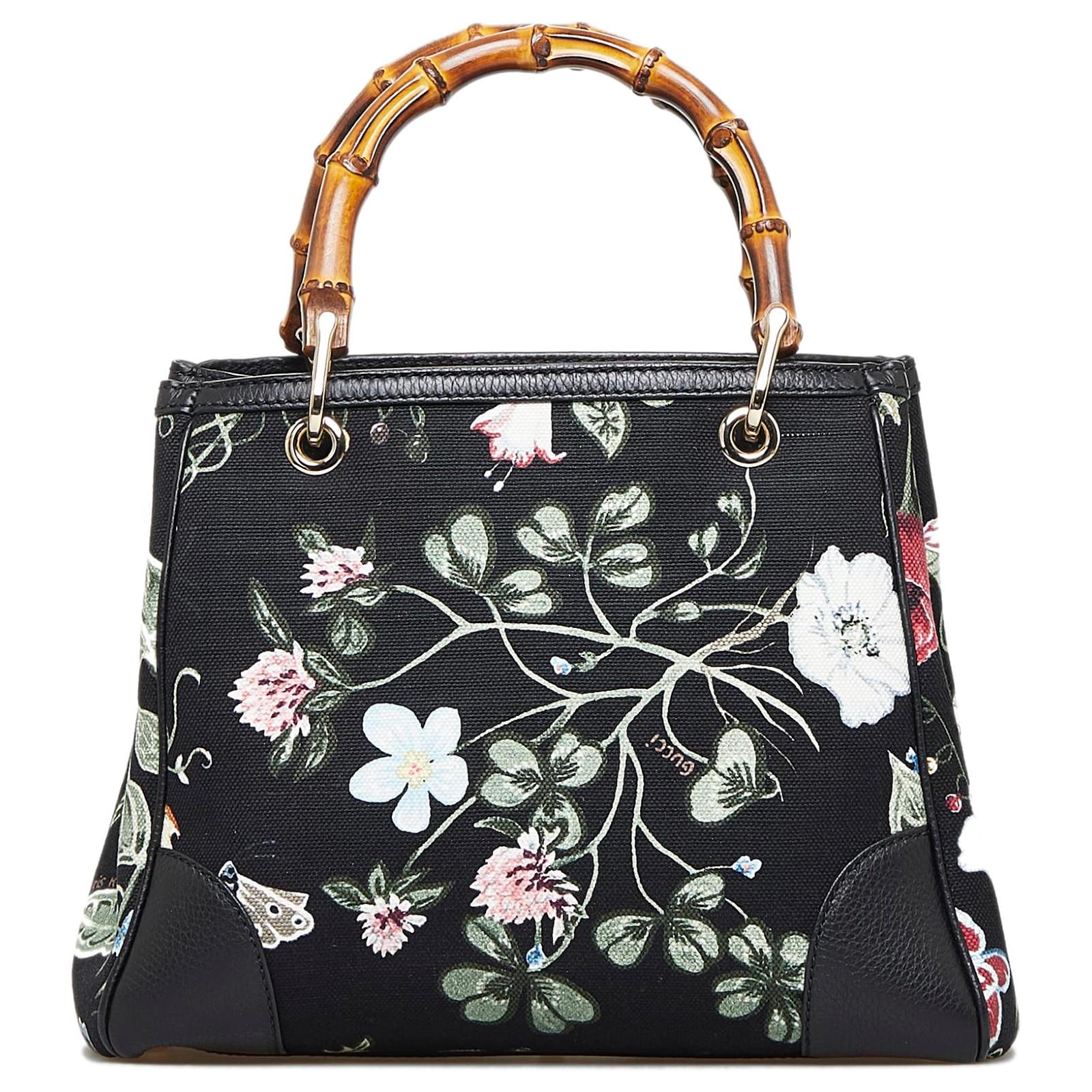 Gucci Black Flora Knight Bamboo Shopper Cloth Cloth ref.933962 - Joli ...