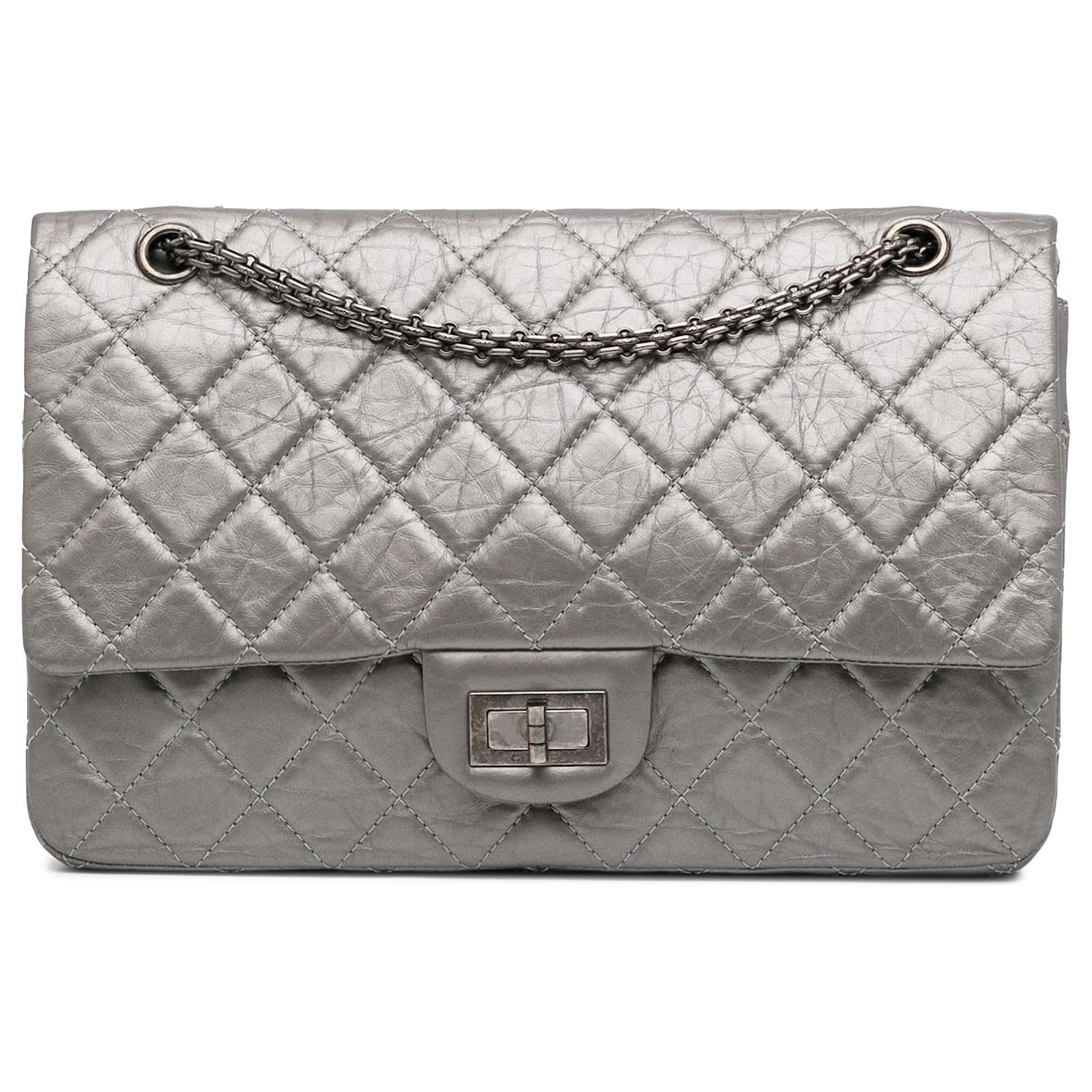 Chanel Silver Reissue 2.55 Aged Calfskin Double Flap 227 Silvery