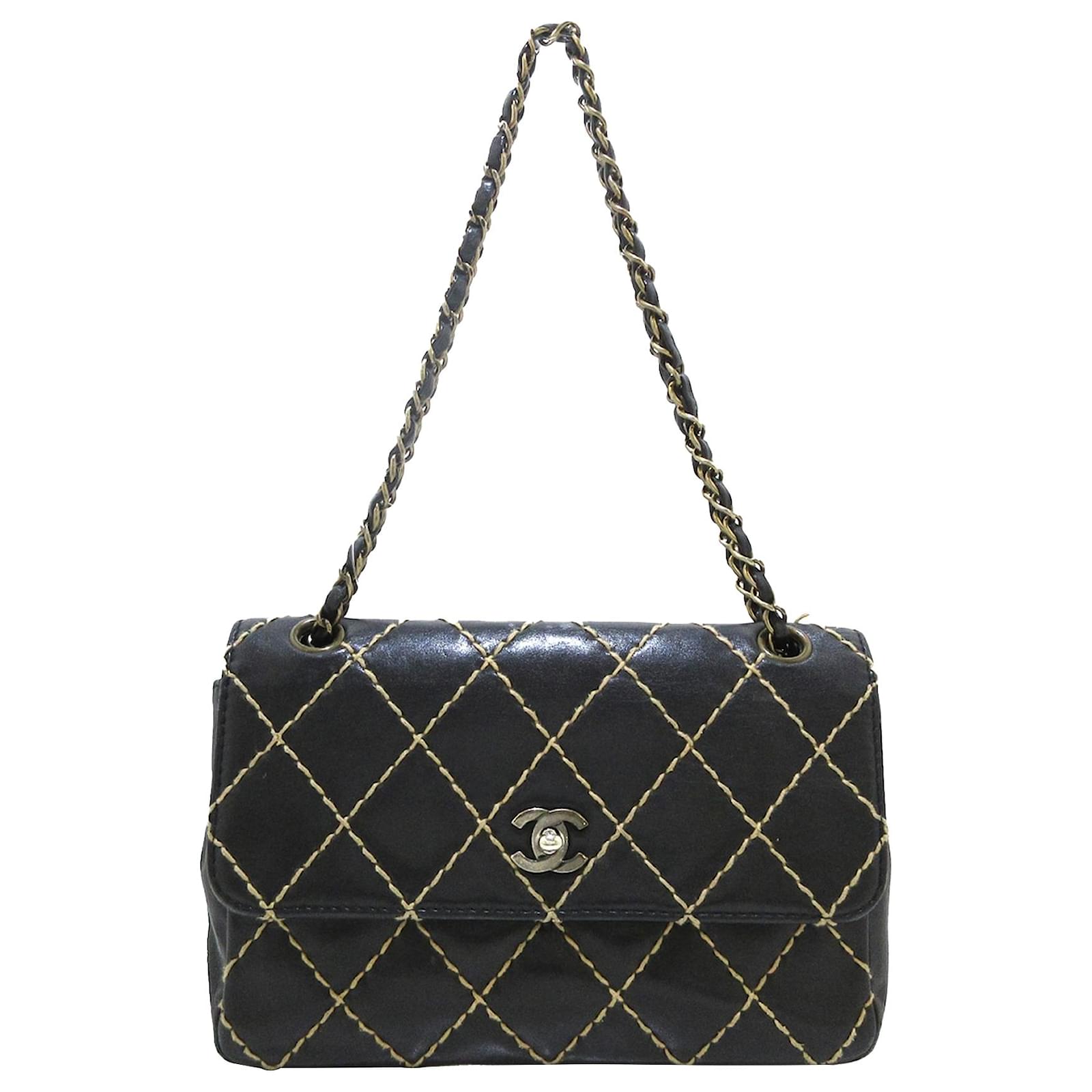 Chanel Black Wild Stitch Single Flap Bag Leather ref.933978 - Joli