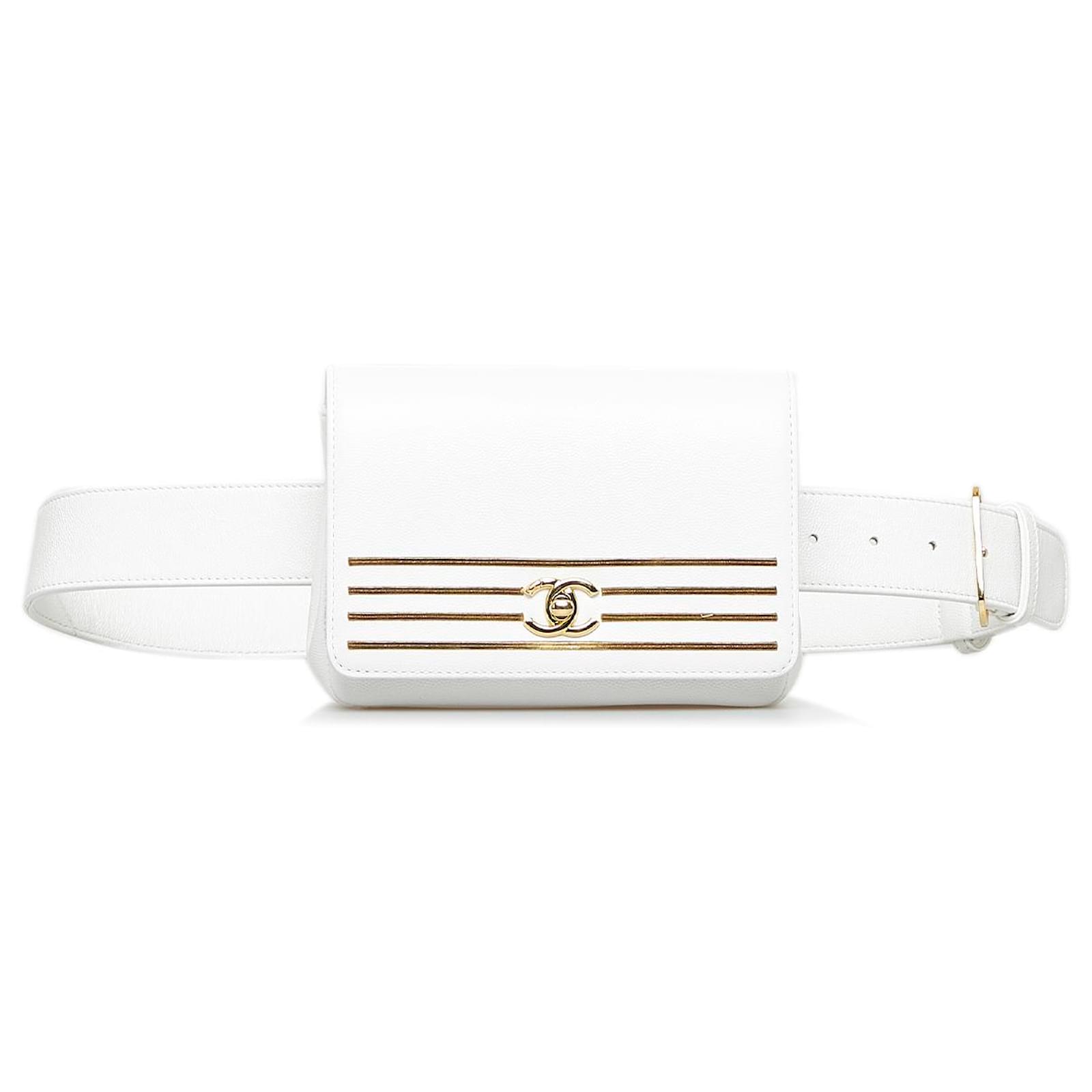 Chanel White Captain Gold Belt Bag Leather Pony-style calfskin ref ...