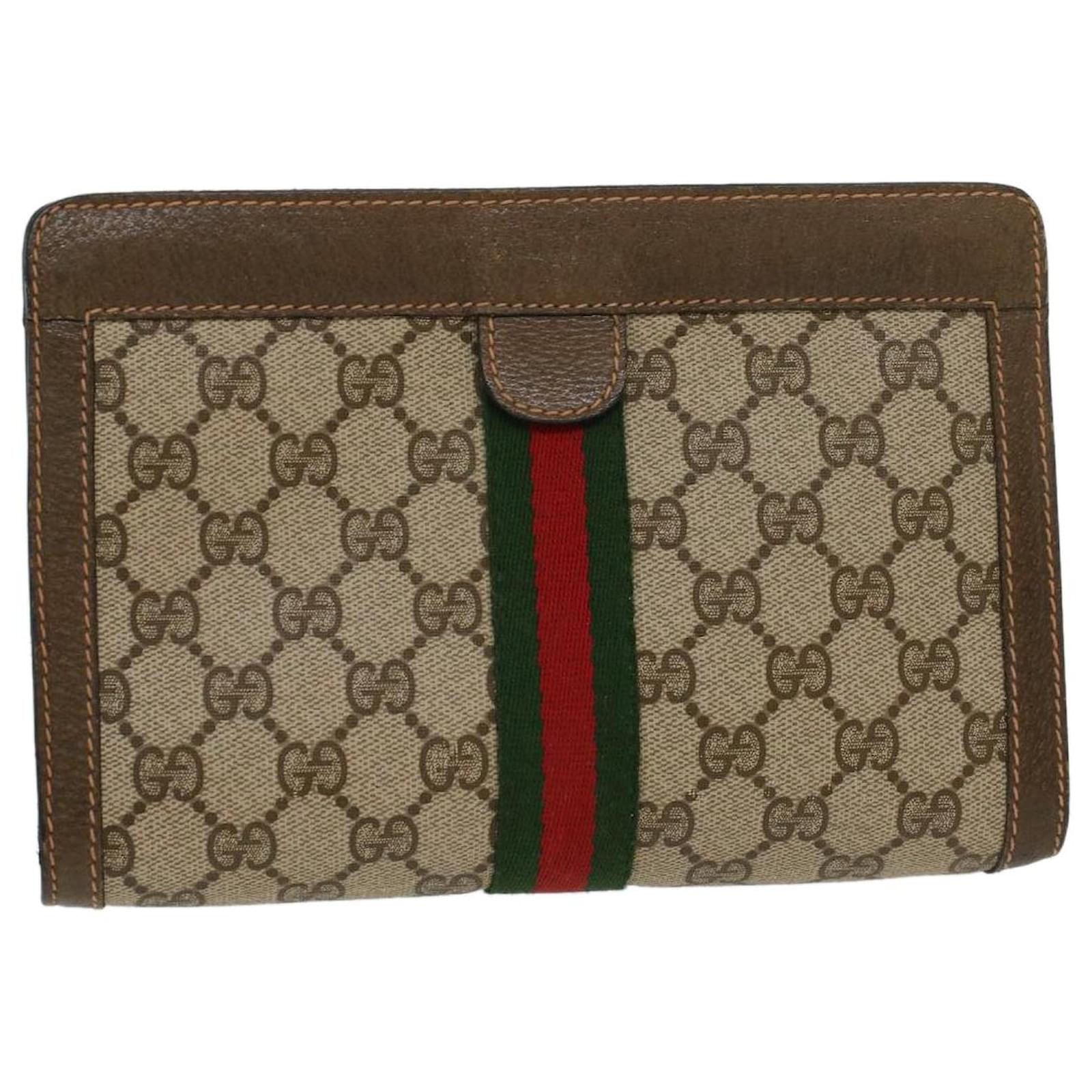 Gucci Beige/Dark Brown GG Supreme Canvas Web Bifold Wallet Gucci