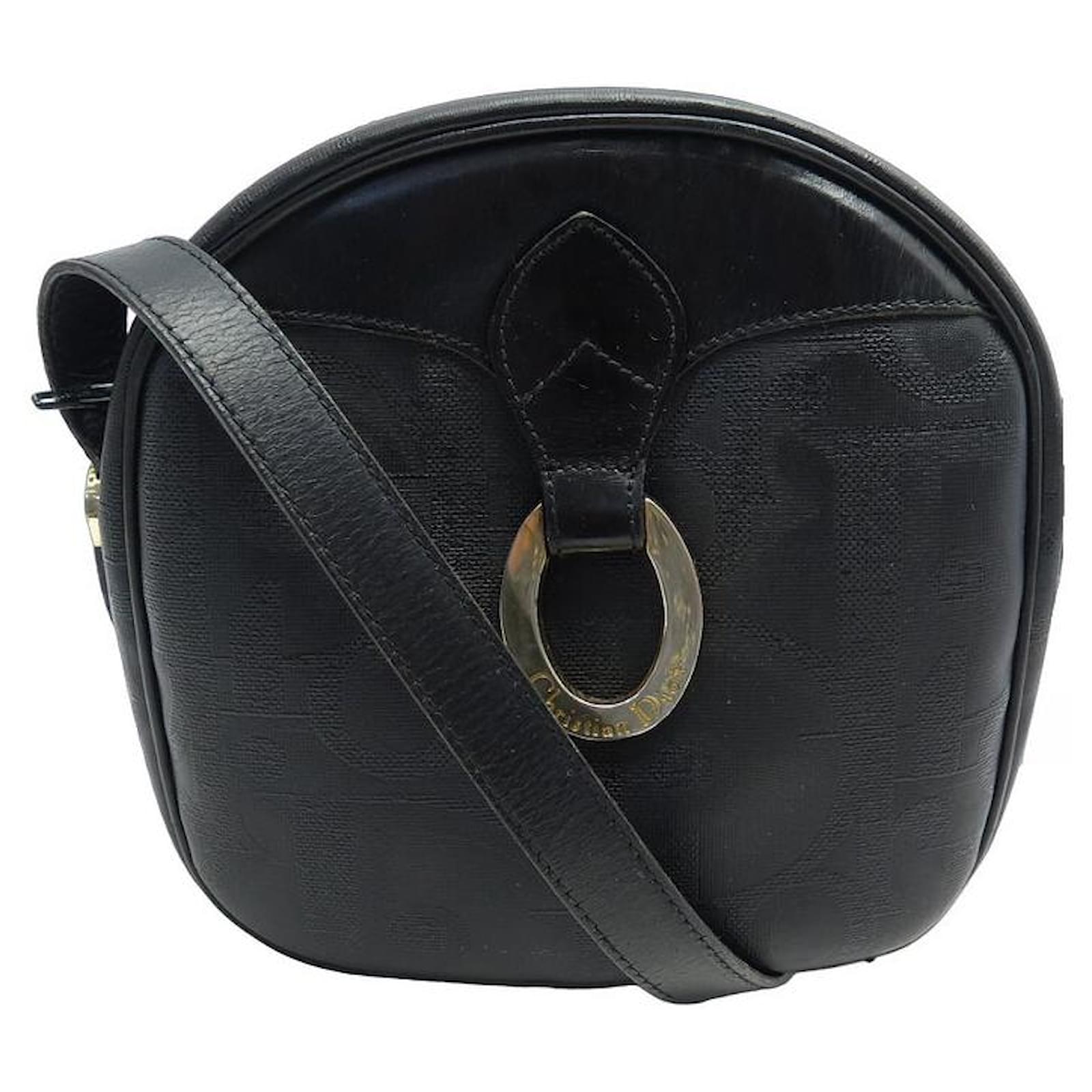 VINTAGE CHRISTIAN DIOR BESACE BAG IN BLACK GRAINED LEATHER