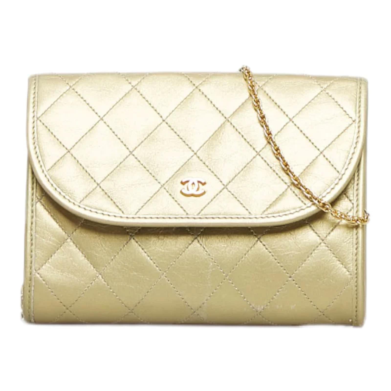 Chanel Mini Quilted Leather Chain Shoulder Bag Golden Pony-style